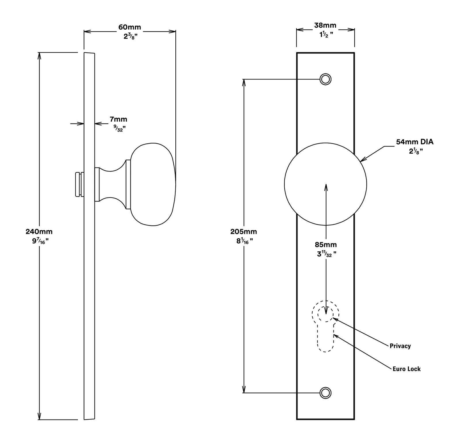 Iver Cambridge Door Knob on Rectangular Backplate Brushed Brass - Image 2