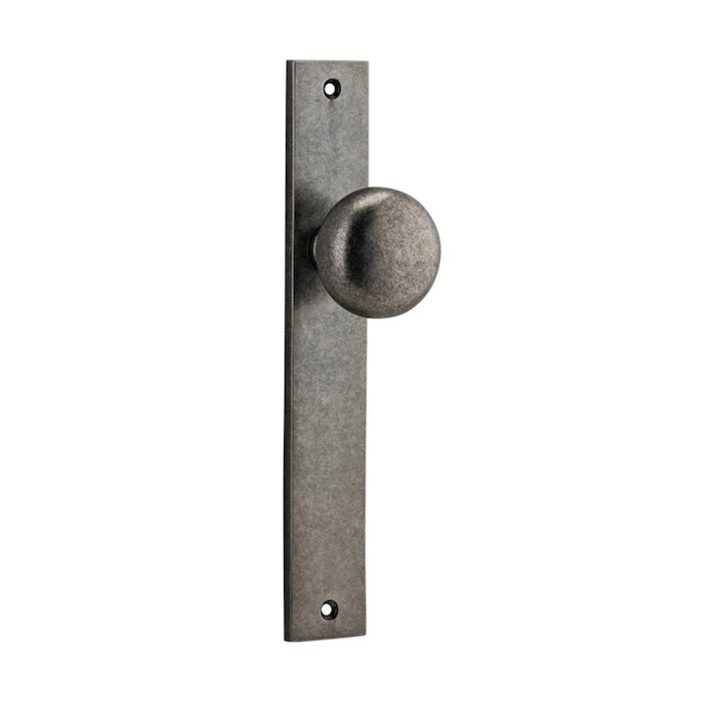 Iver Cambridge Door Knob on Rectangular Backplate Distressed Nickel - Image 2