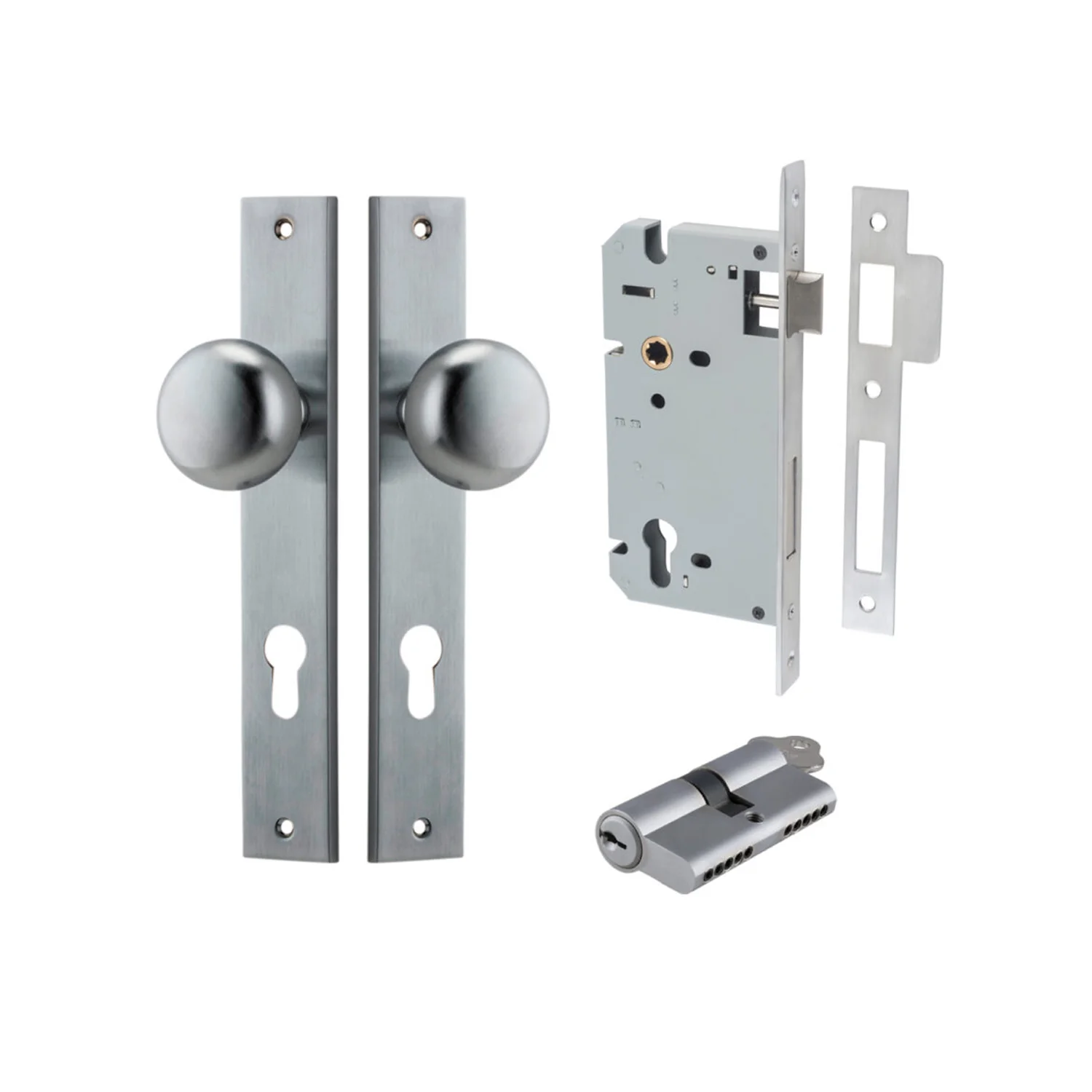 Iver Cambridge Door Knob on Rectangular Backplate Entrance Kit Key/Key - Image 5