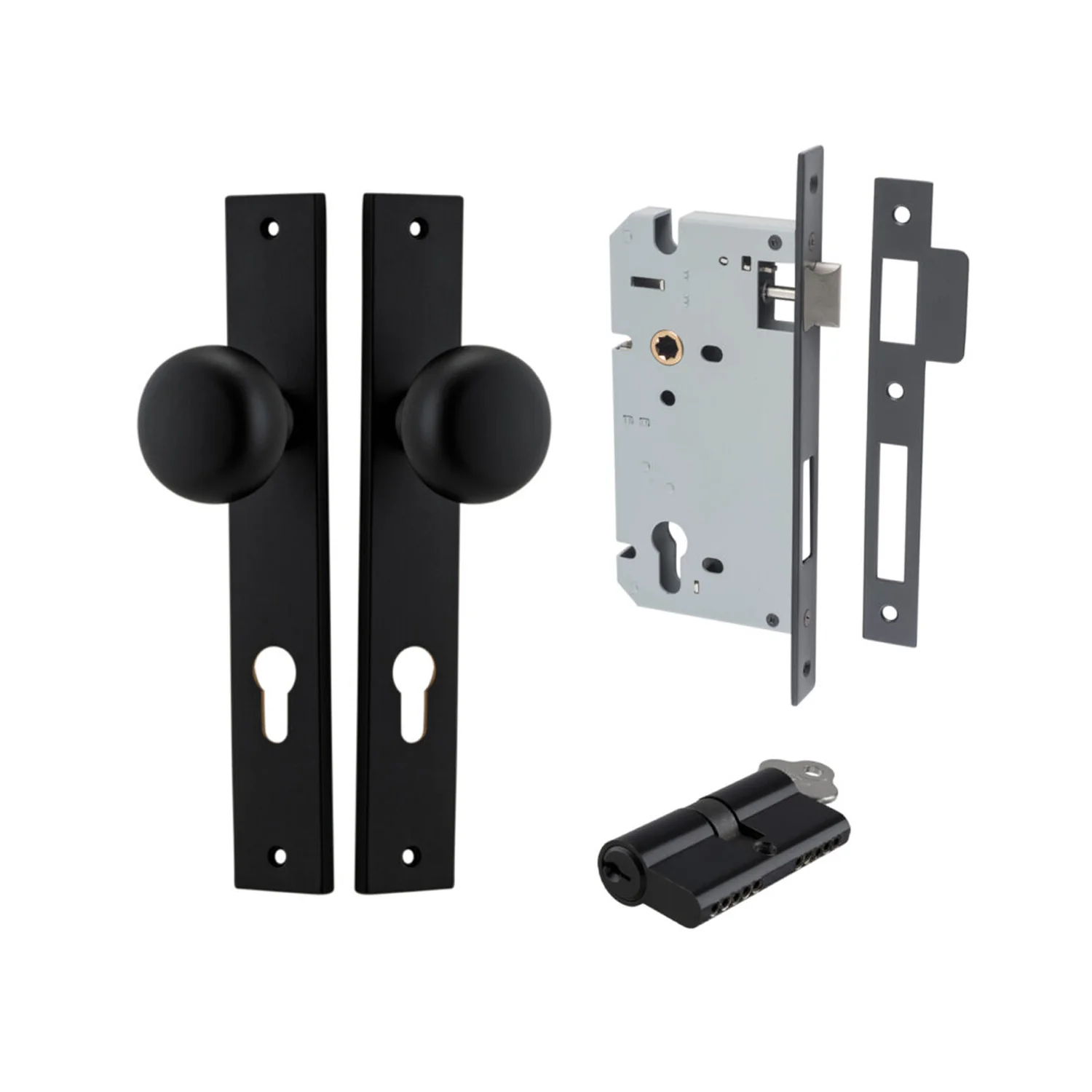 Iver Cambridge Door Knob on Rectangular Backplate Entrance Kit Key/Key - Image 7
