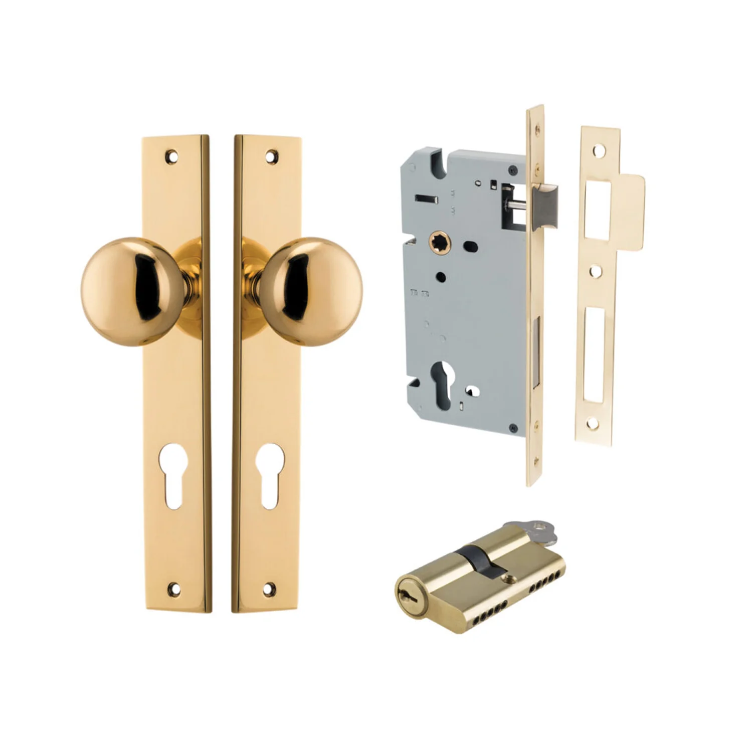 Iver Cambridge Door Knob on Rectangular Backplate Entrance Kit Key/Key - Image 8
