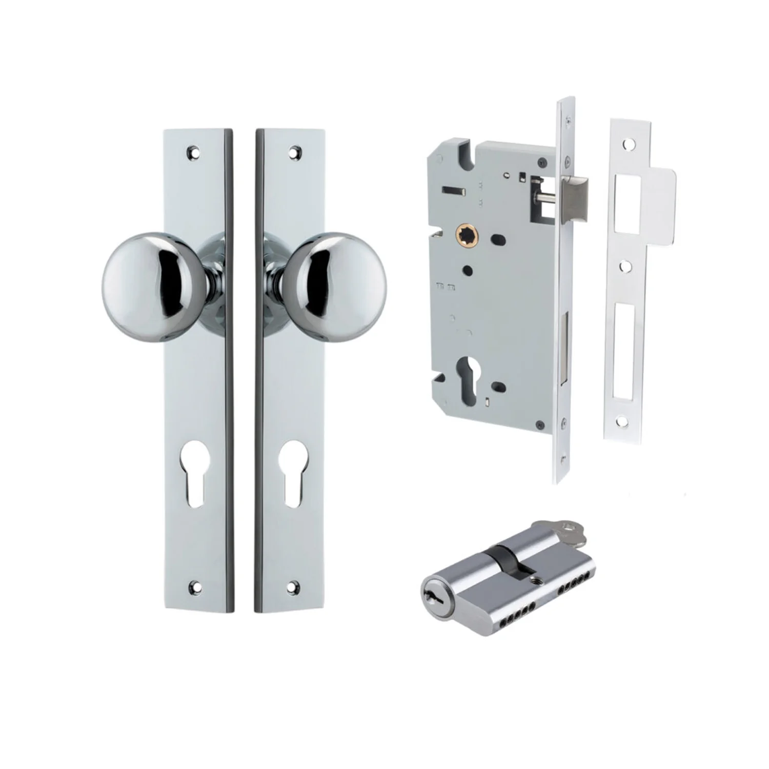 Iver Cambridge Door Knob on Rectangular Backplate Entrance Kit Key/Key - Image 9