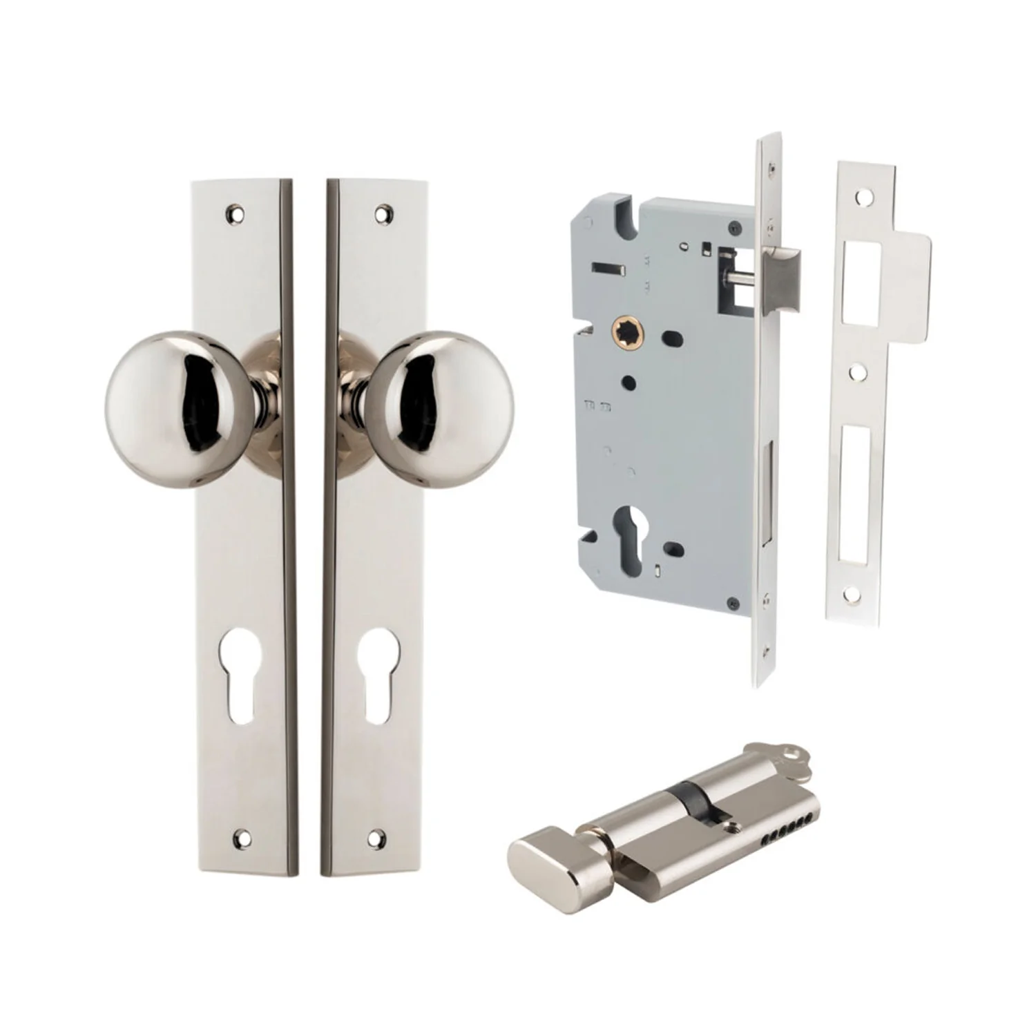 Iver Cambridge Door Knob on Rectangular Backplate Entrance Kit Key/Thumb - Image 10