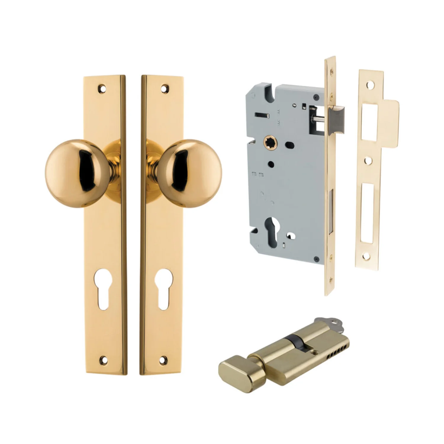 Iver Cambridge Door Knob on Rectangular Backplate Entrance Kit Key/Thumb - Image 8
