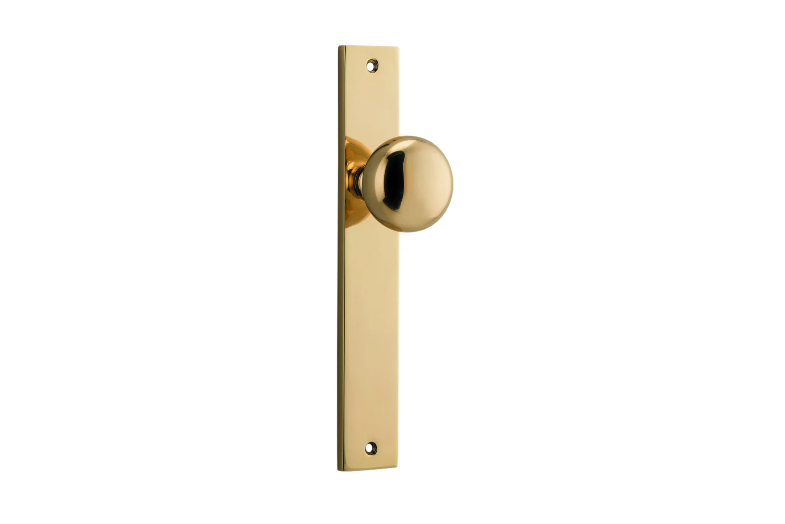 Iver Cambridge Door Knob on Rectangular Backplate Polished Brass - Image 2