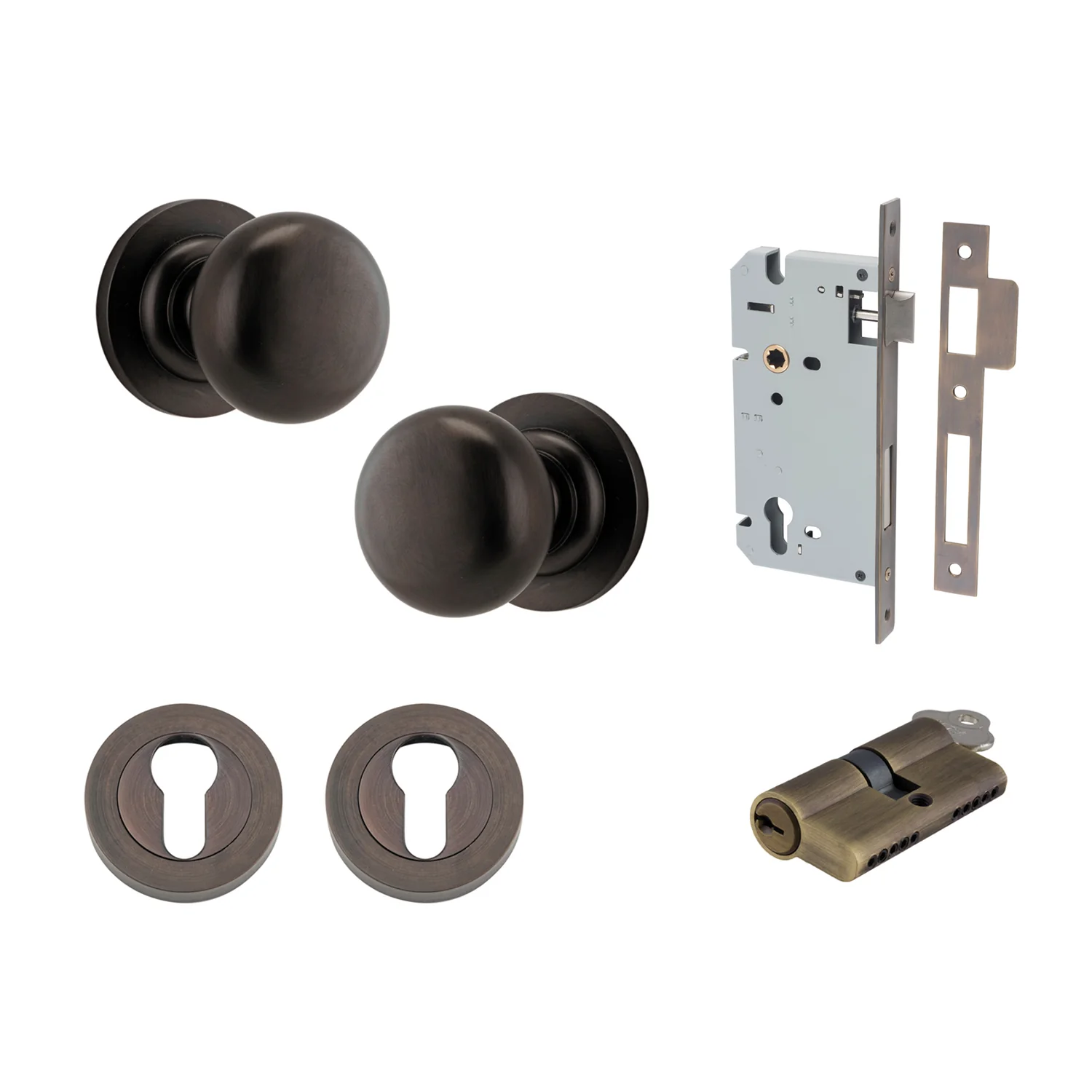 Iver Cambridge Door Knob on Round Rose Entrance Kit Key/Key - Available in Various Finishes - Image 14
