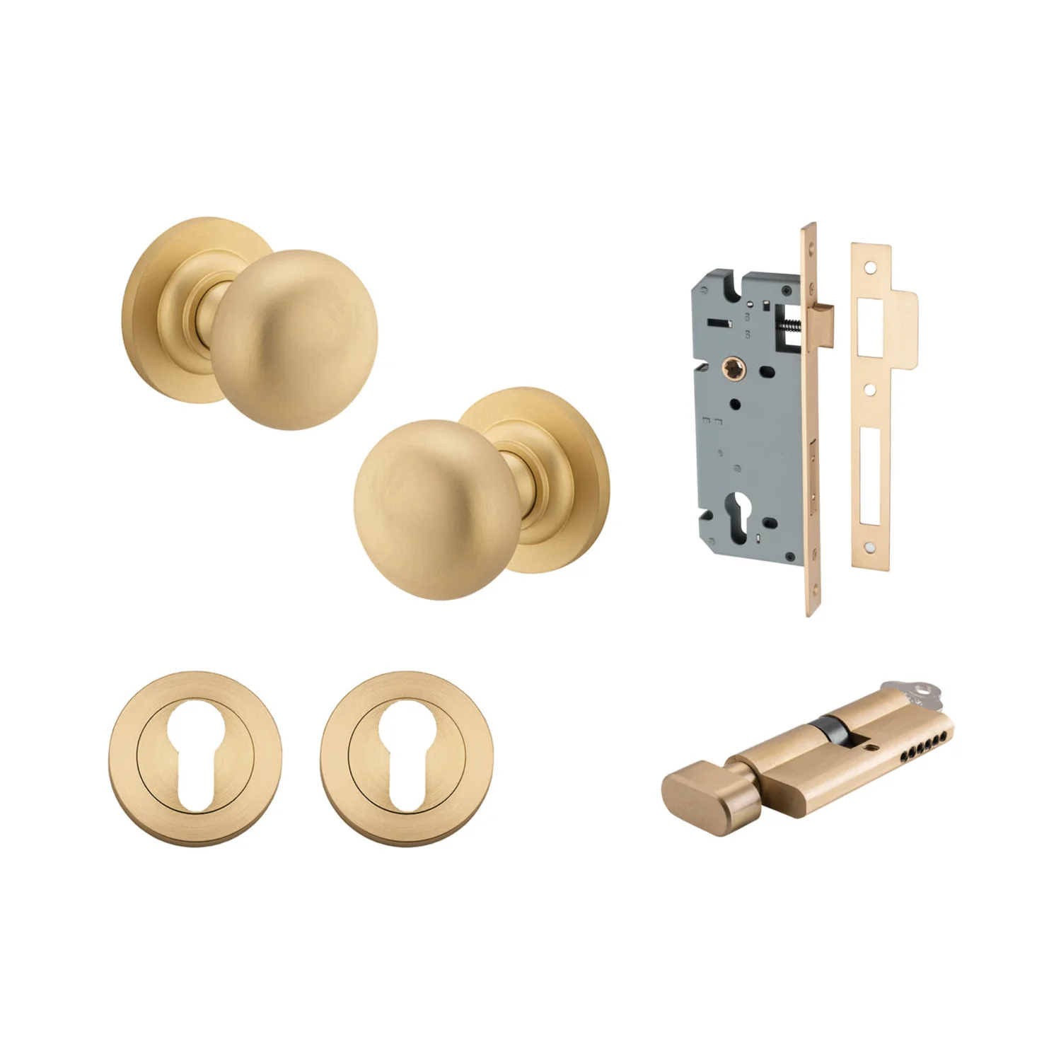 Iver Cambridge Door Knob on Round Rose Entrance Kit Key/Thumb - Available in Various Finishes - Image 6
