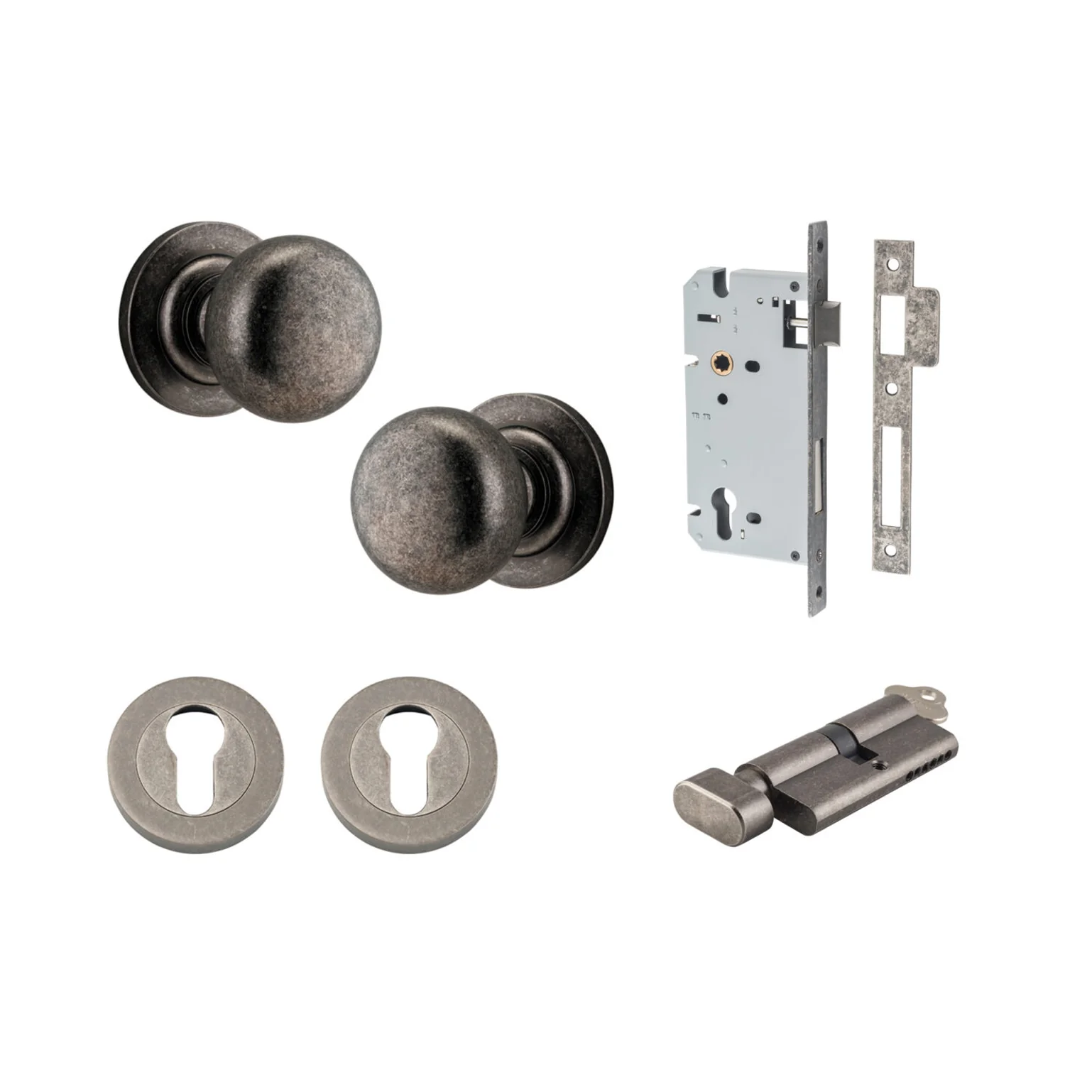 Iver Cambridge Door Knob on Round Rose Entrance Kit Key/Thumb - Available in Various Finishes - Image 8