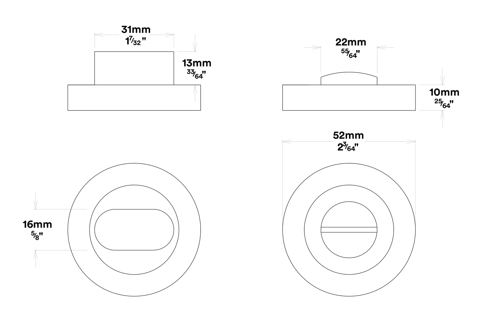 Iver Cambridge Door Knob on Round Rose Privacy Kit - Available in Various Finishes - Image 3