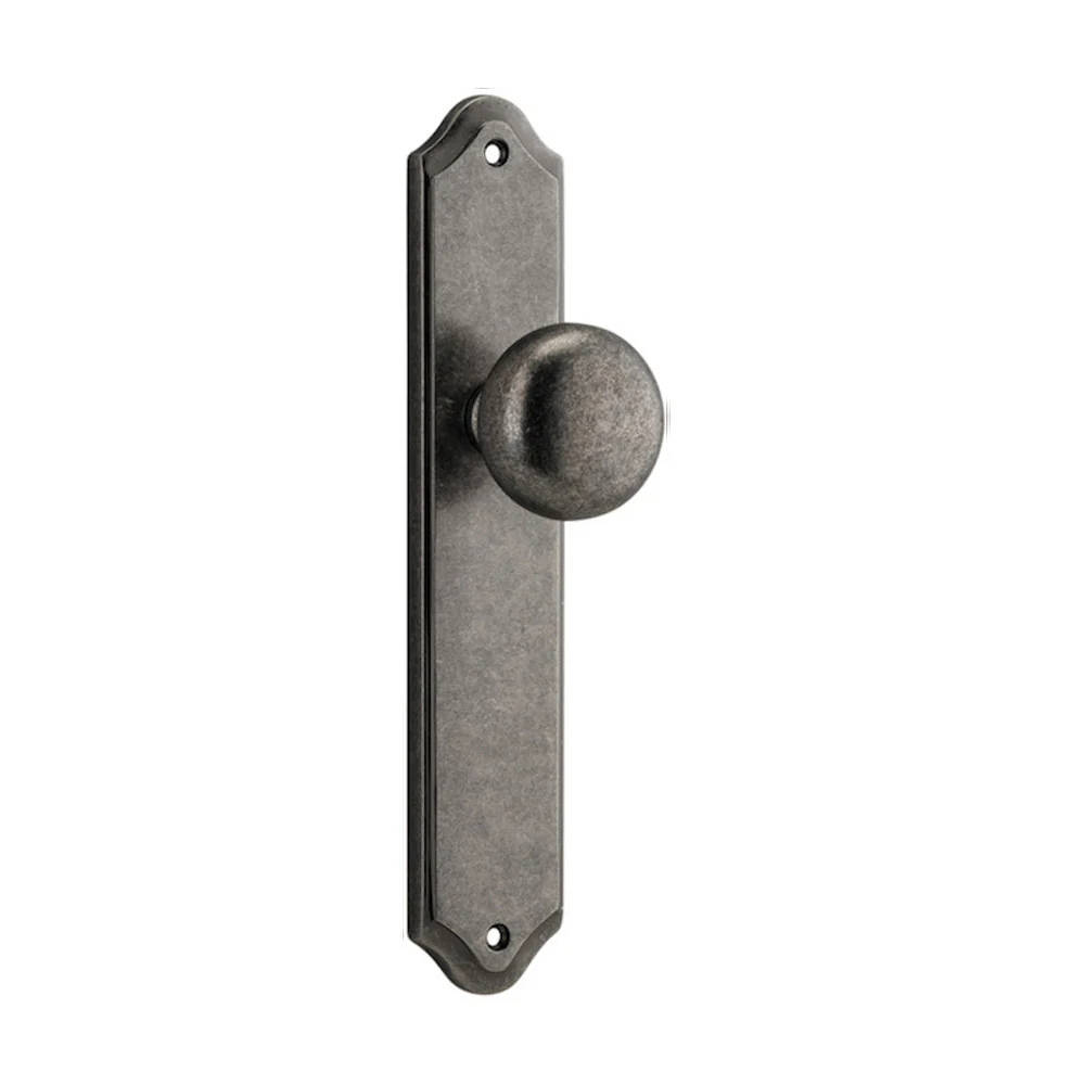 Iver Cambridge Door Knob on Shouldered Backplate Distressed Nickel - Image 2