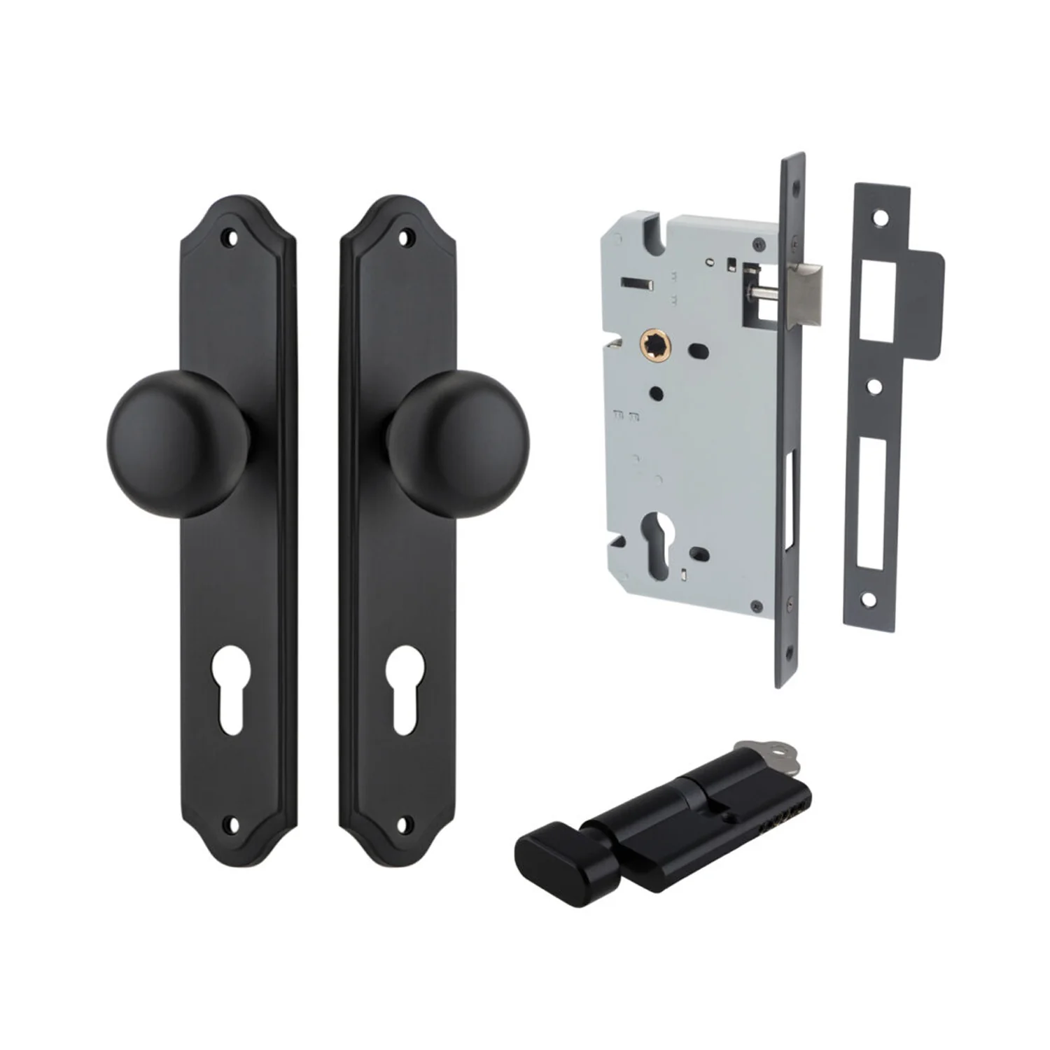 Iver Cambridge Door Knob on Shouldered Backplate Entrance Kit Key/Thumb - Image 7