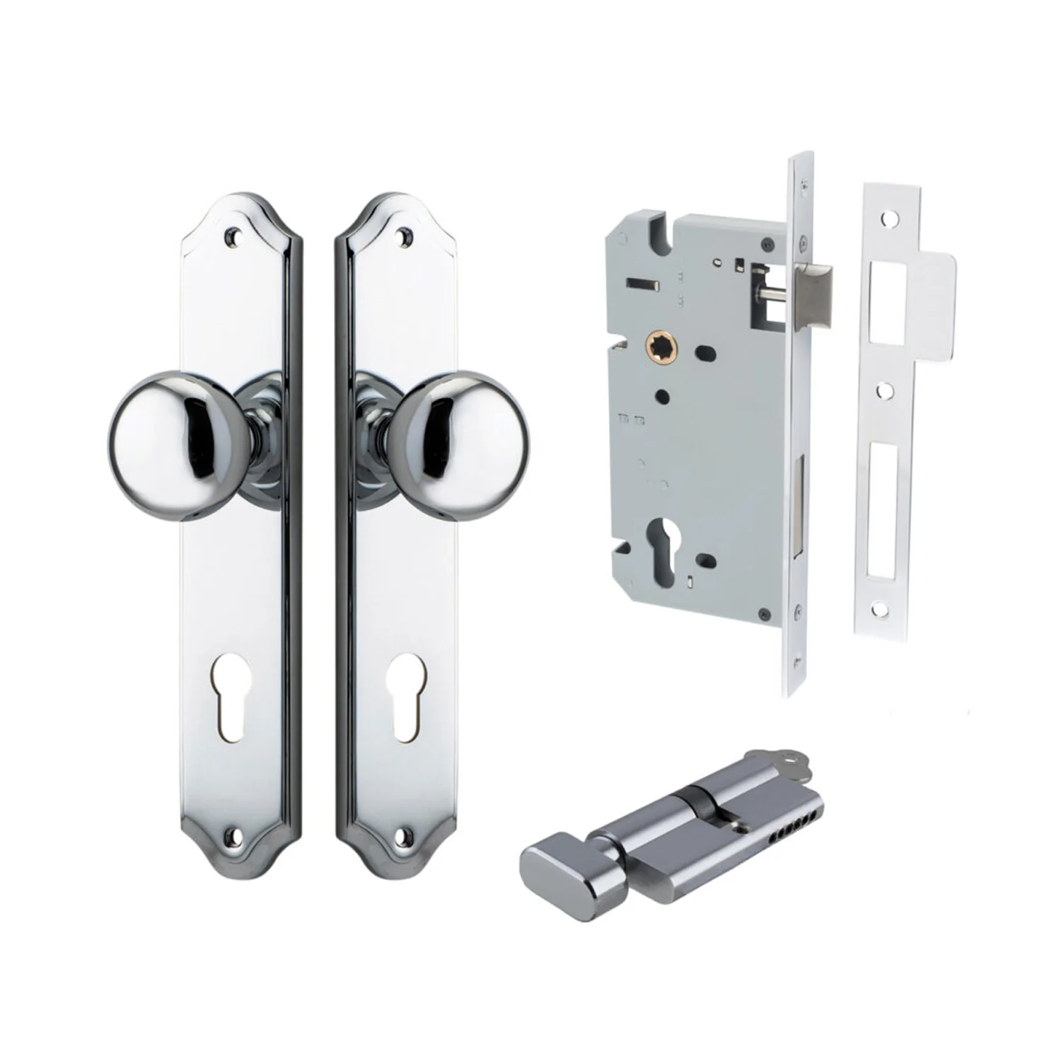 Iver Cambridge Door Knob on Shouldered Backplate Entrance Kit Key/Thumb - Image 9