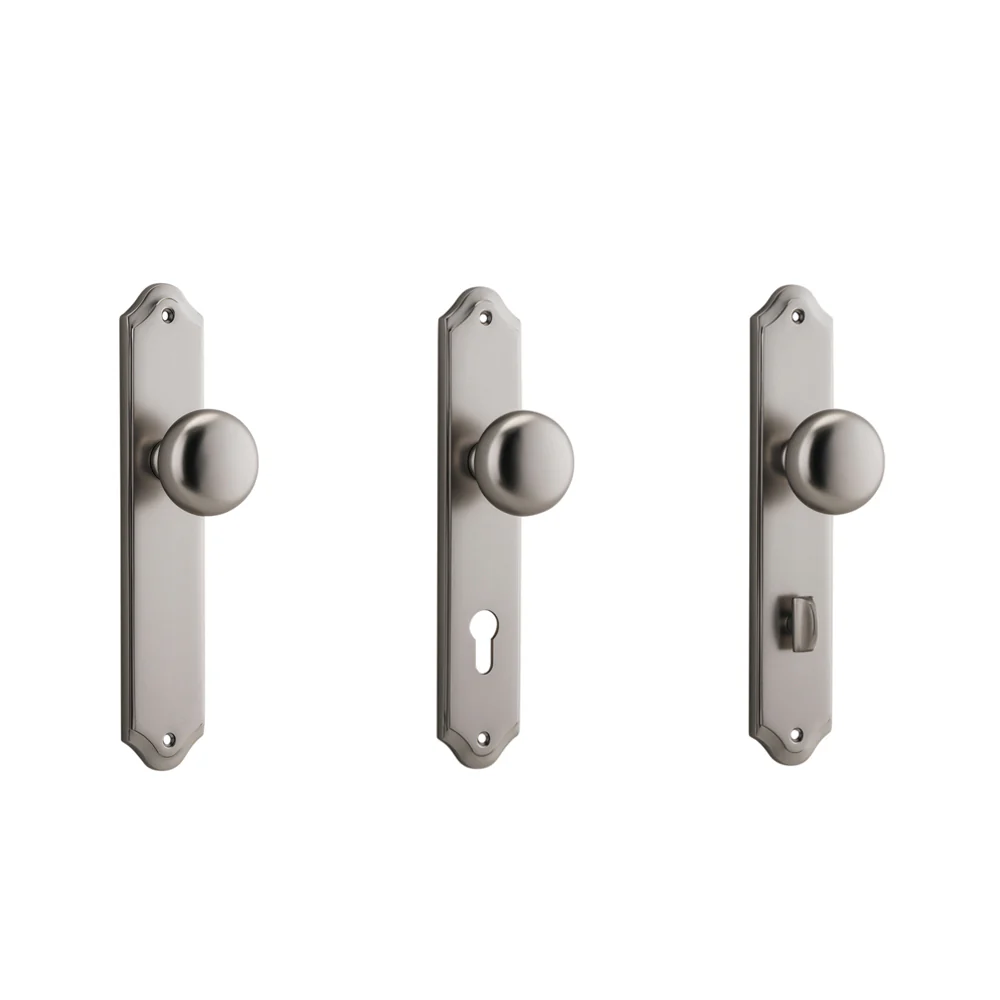 Iver Cambridge Door Knob on Shouldered Backplate Satin Nickel