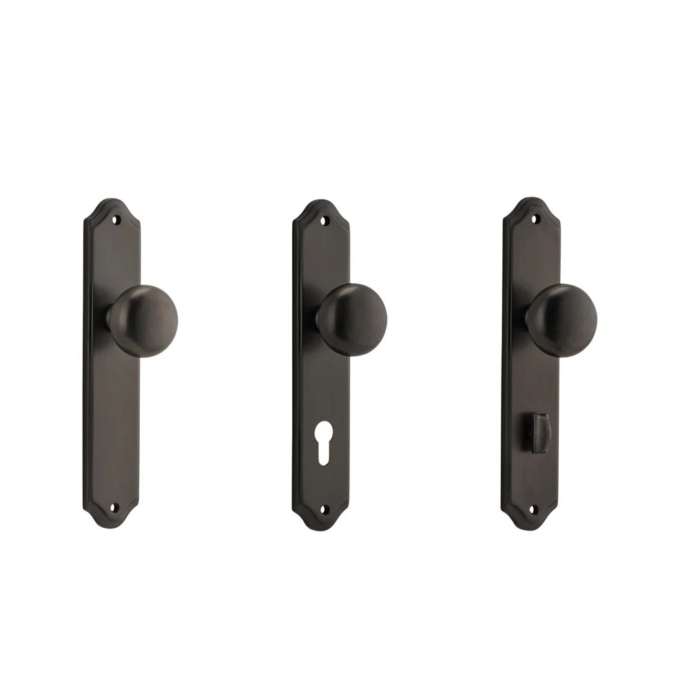 Iver Cambridge Door Knob on Shouldered Backplate Signature Brass