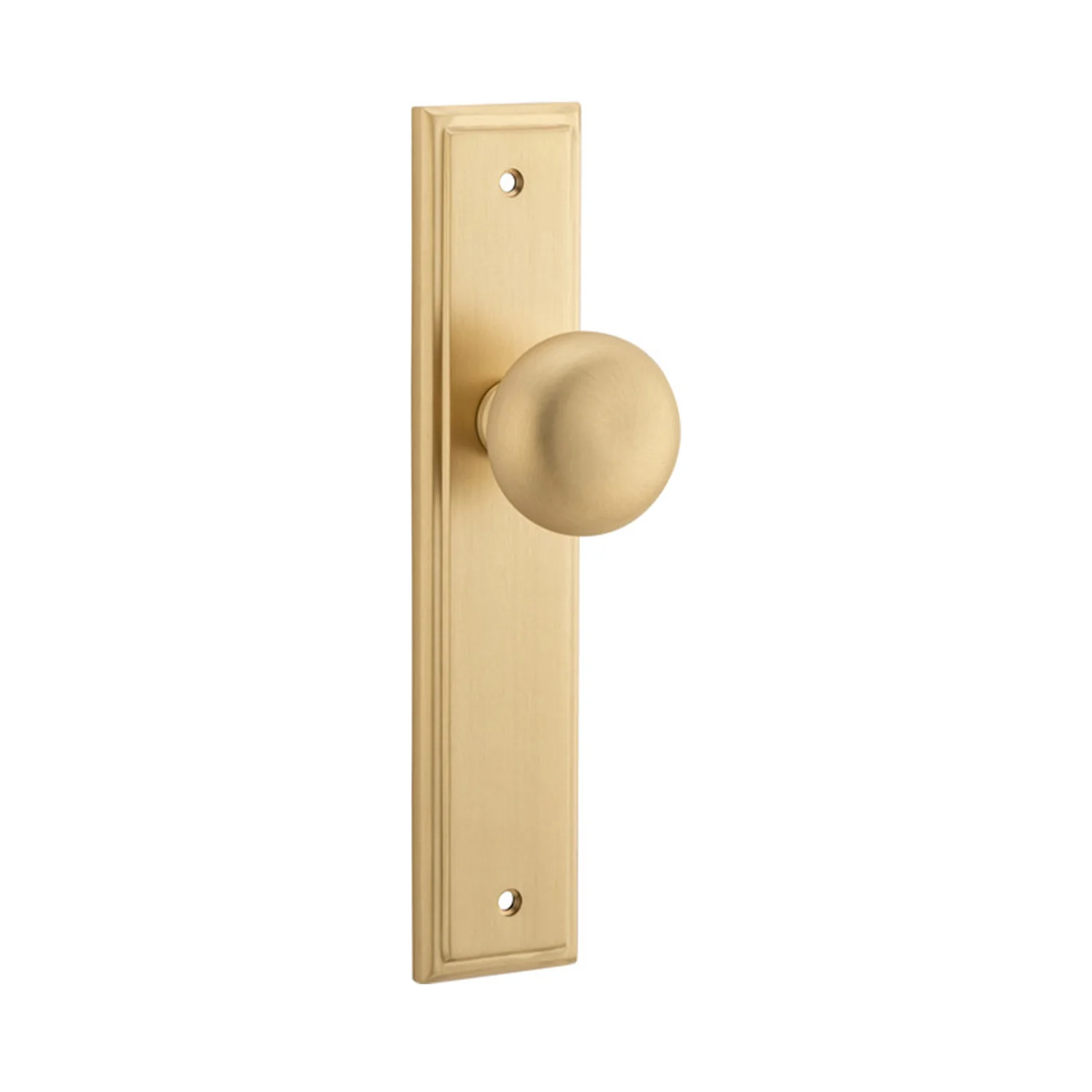 Iver Cambridge Door Knob on Stepped Backplate Brushed Brass - Image 2