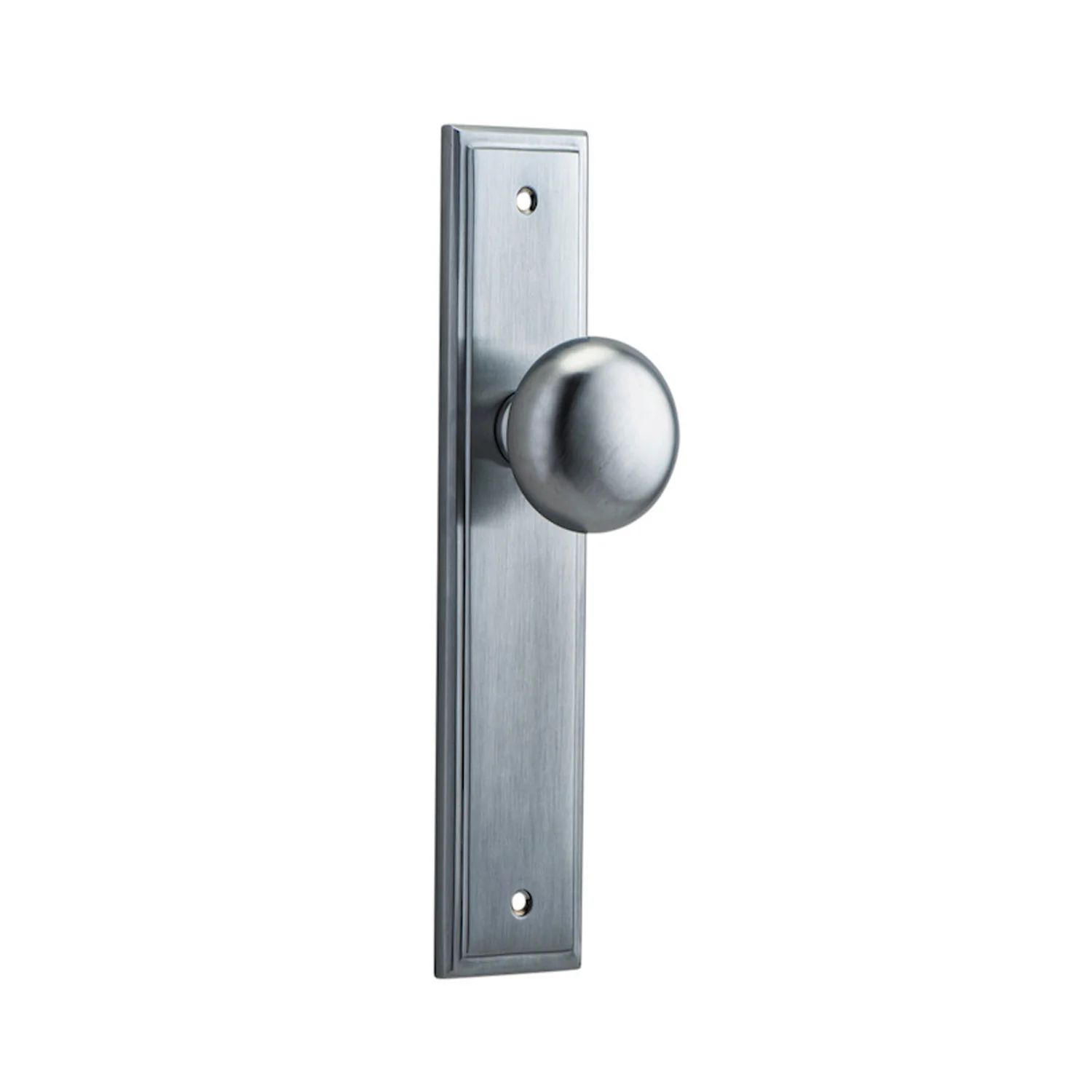 Iver Cambridge Door Knob on Stepped Backplate Brushed Chrome - Image 2