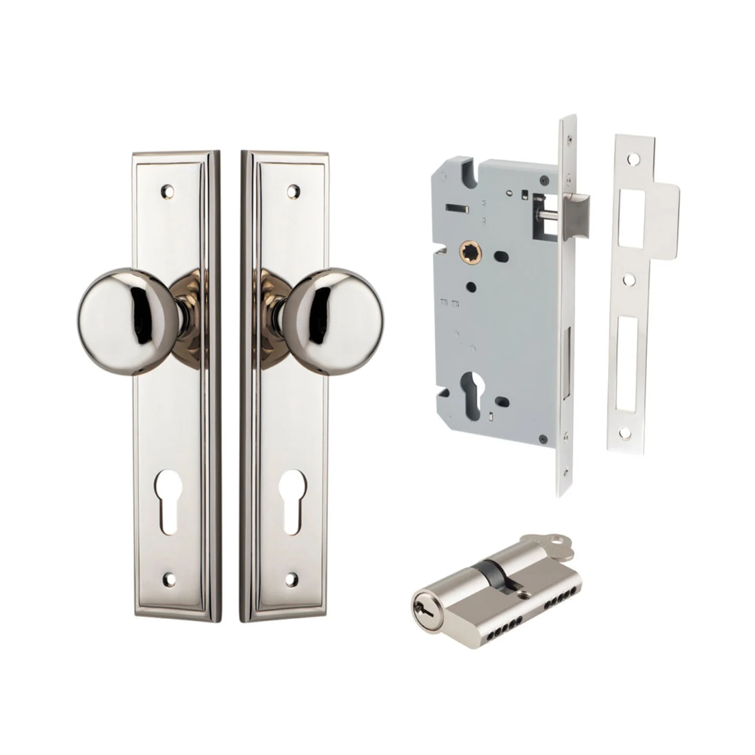 Iver Cambridge Door Knob on Stepped Backplate Entrance Kit Key/Key - Available in Various Finishes - Image 10