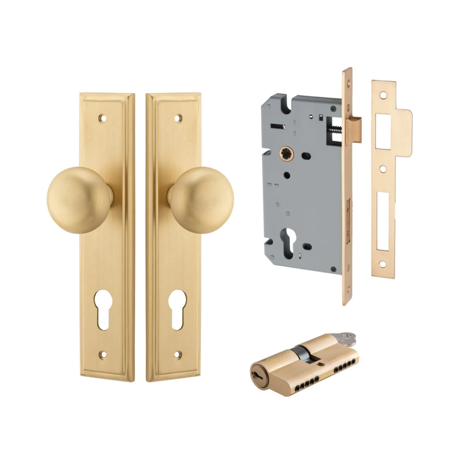 Iver Cambridge Door Knob on Stepped Backplate Entrance Kit Key/Key - Available in Various Finishes - Image 11