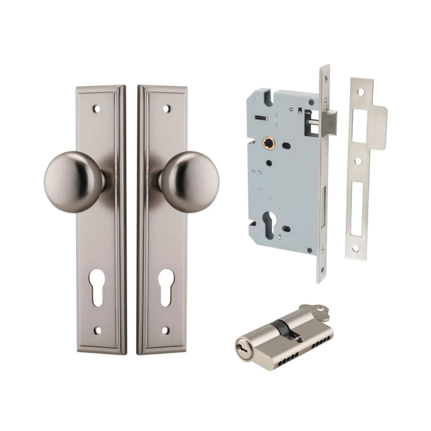 Iver Cambridge Door Knob on Stepped Backplate Entrance Kit Key/Key - Available in Various Finishes - Image 12