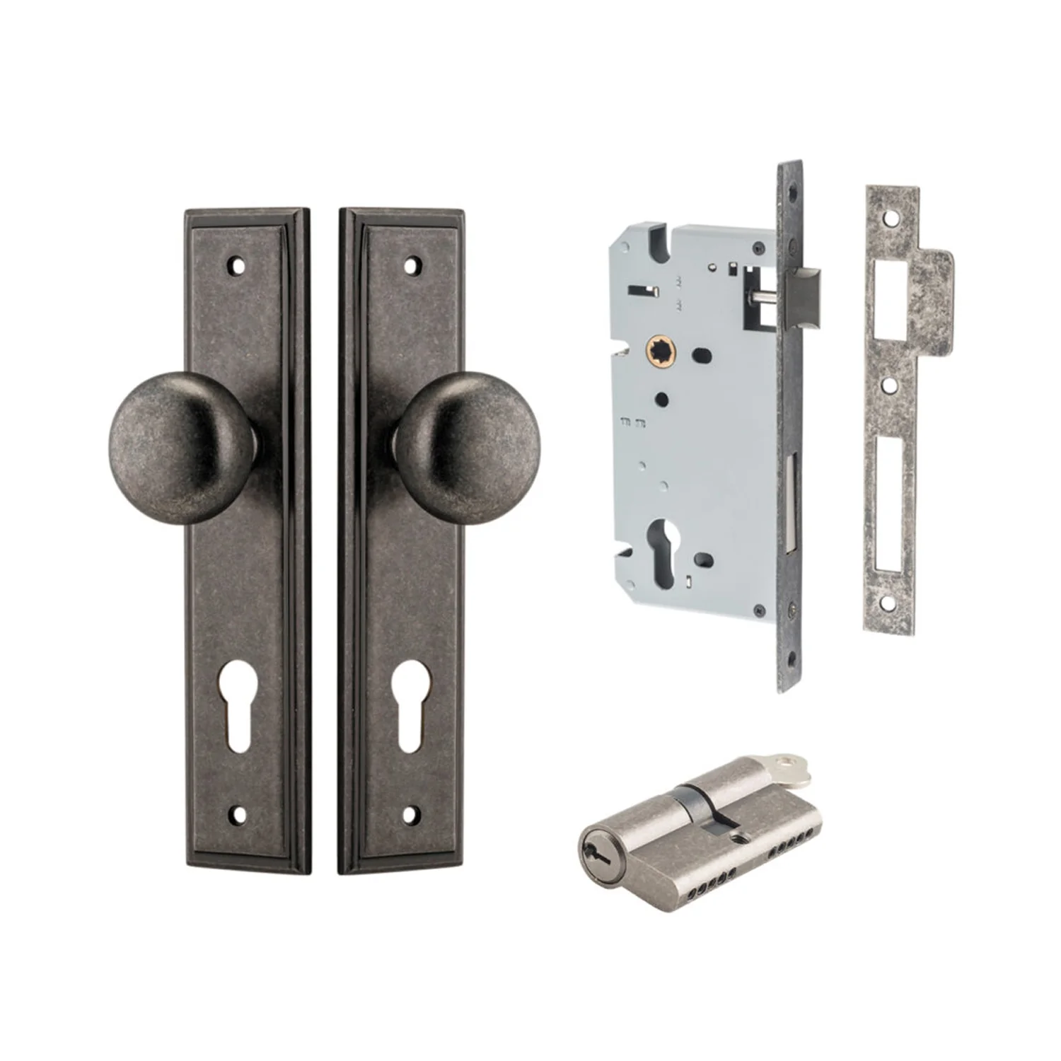 Iver Cambridge Door Knob on Stepped Backplate Entrance Kit Key/Key - Available in Various Finishes - Image 6