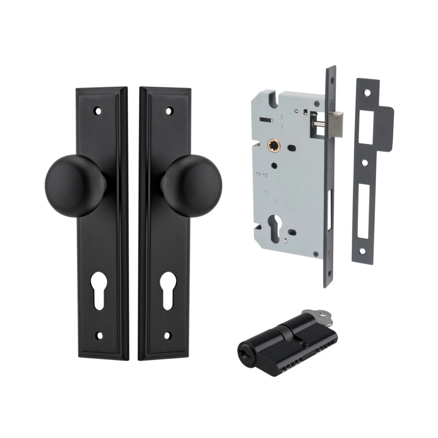 Iver Cambridge Door Knob on Stepped Backplate Entrance Kit Key/Key - Available in Various Finishes - Image 7