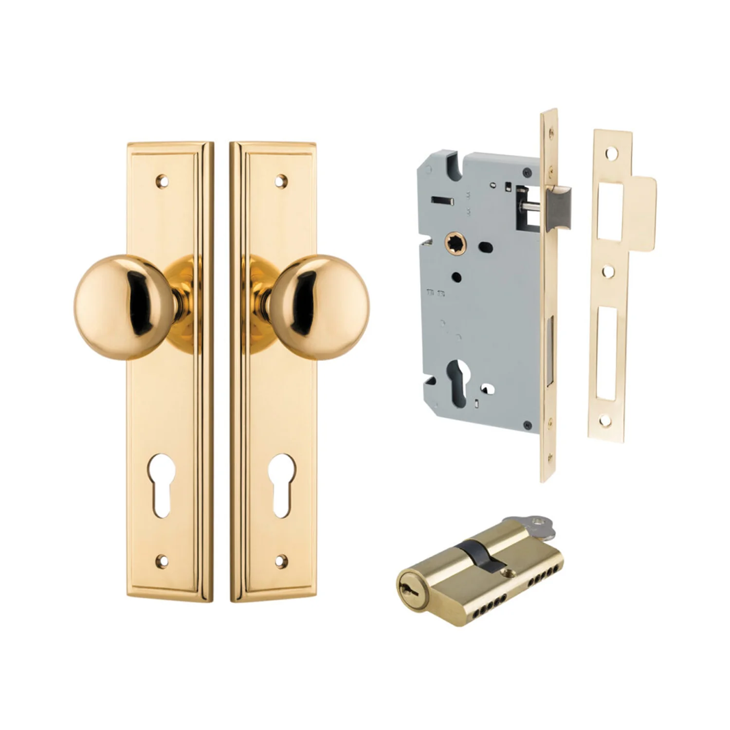 Iver Cambridge Door Knob on Stepped Backplate Entrance Kit Key/Key - Available in Various Finishes - Image 8