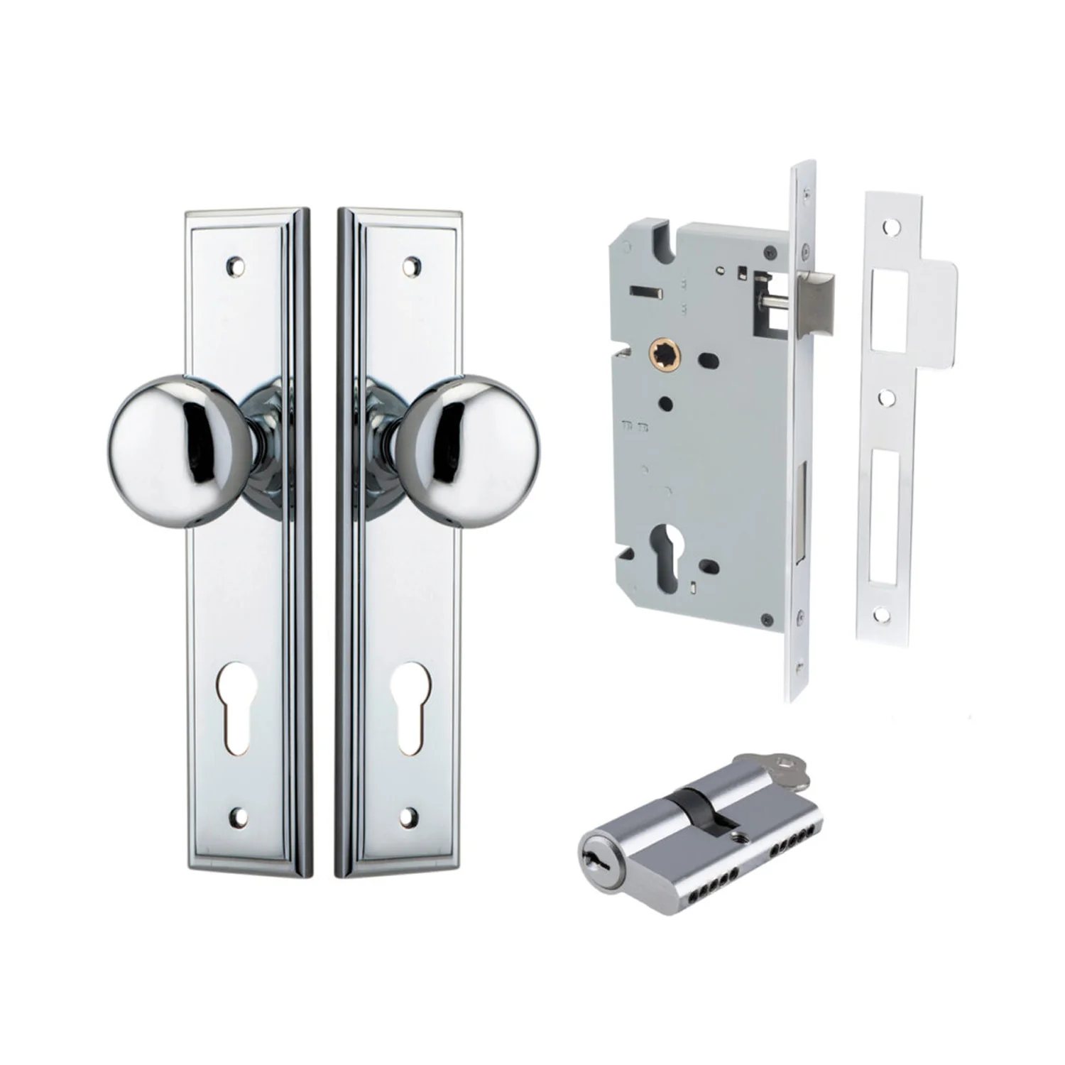 Iver Cambridge Door Knob on Stepped Backplate Entrance Kit Key/Key - Available in Various Finishes - Image 9