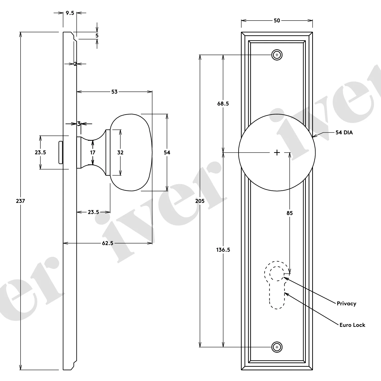 Iver Cambridge Door Knob on Stepped Backplate Matt Black - Image 3