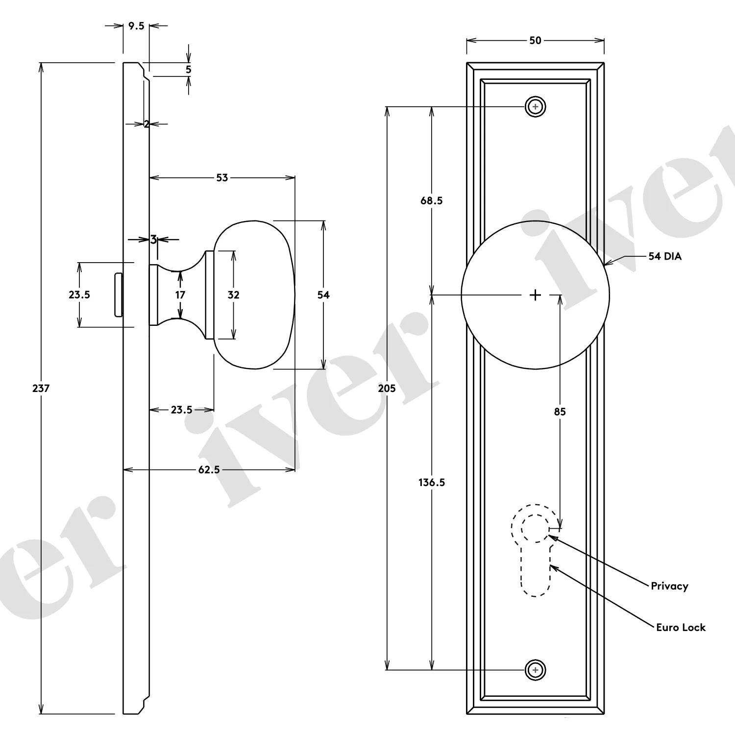 Iver Cambridge Door Knob on Stepped Backplate Polished Brass - Image 3