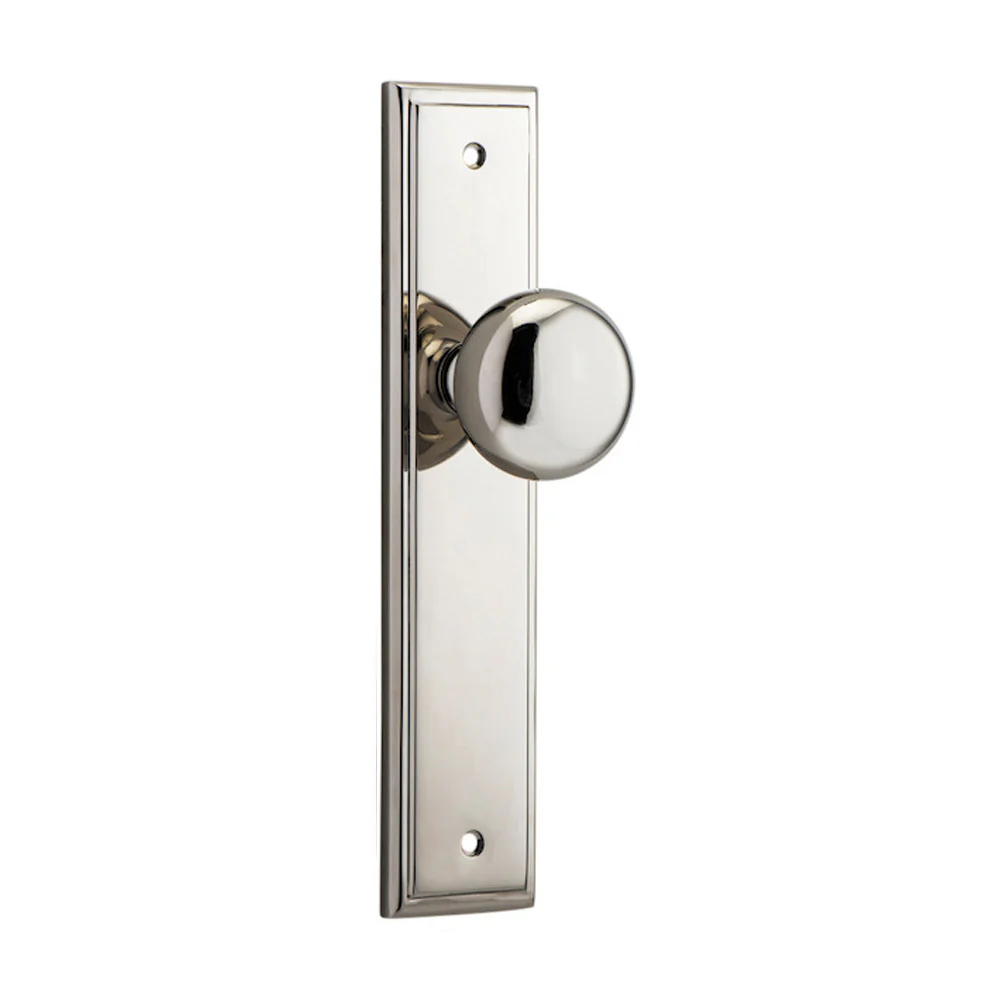 Iver Cambridge Door Knob on Stepped Backplate Polished Nickel - Image 2