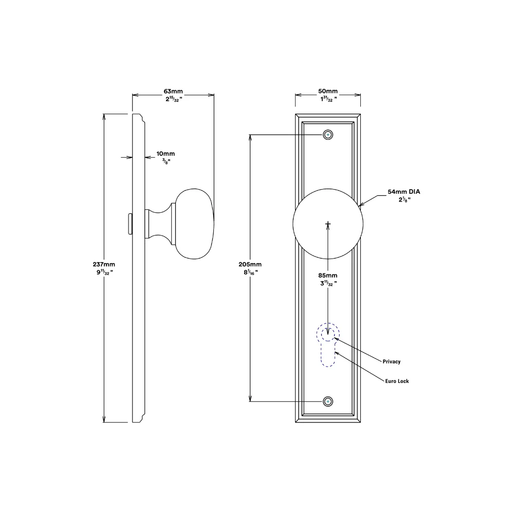 Iver Cambridge Door Knob on Stepped Backplate Privacy Kit with Turn - Available in Various Finishes - Image 2