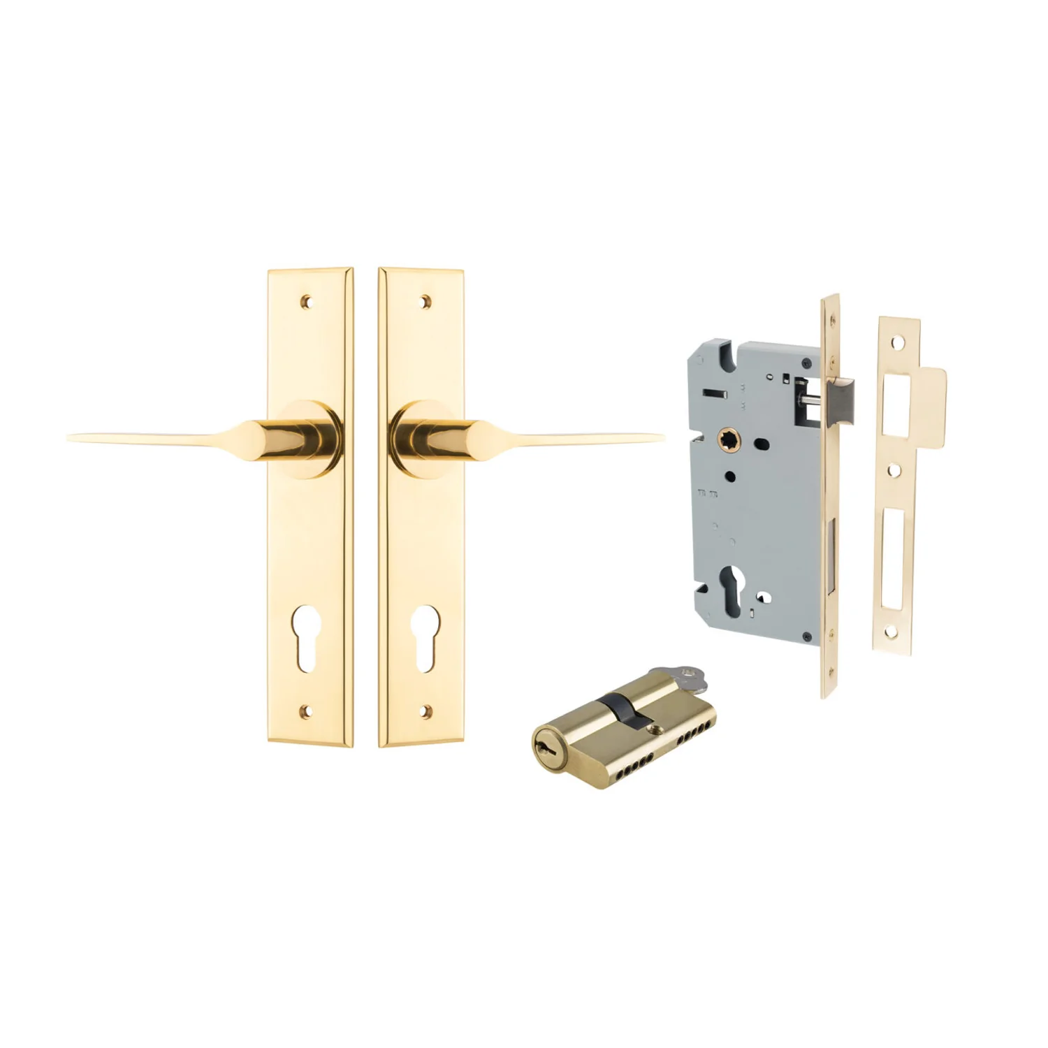 Iver Como Door Lever Handle on Chamfered Backplate Entrance Kit Key/Key - Image 6