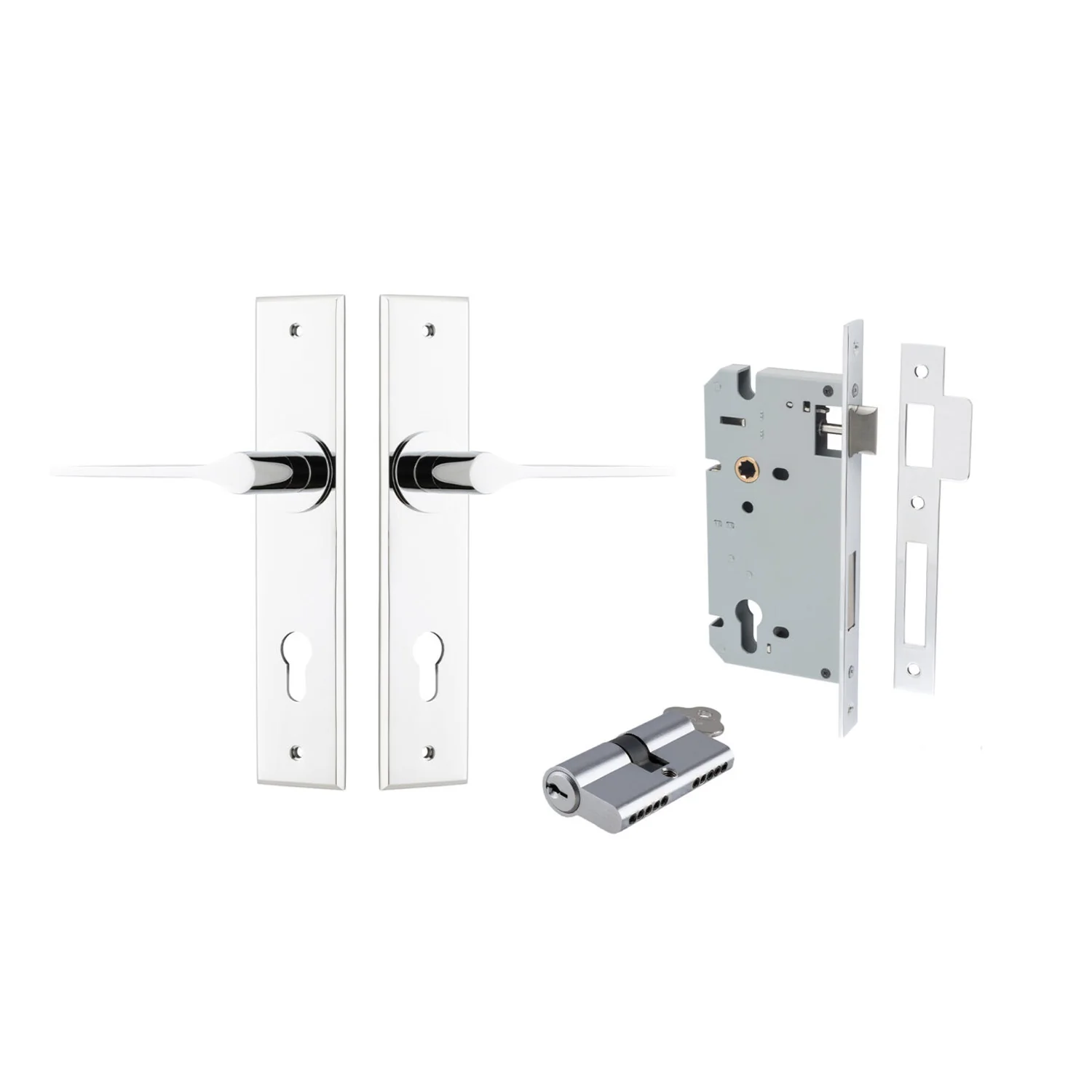 Iver Como Door Lever Handle on Chamfered Backplate Entrance Kit Key/Key - Image 8