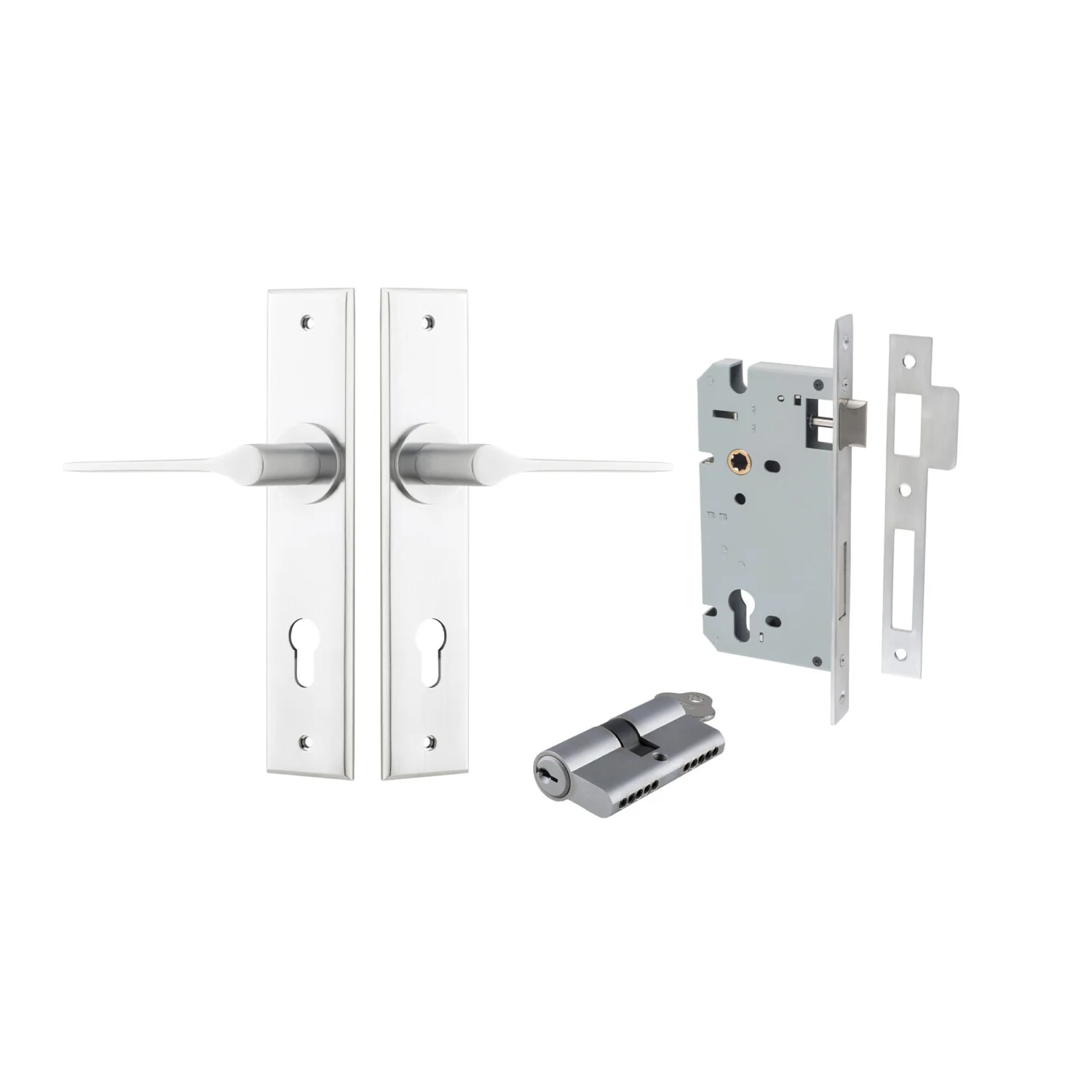 Iver Como Door Lever Handle on Chamfered Backplate Entrance Kit Key/Key - Image 9