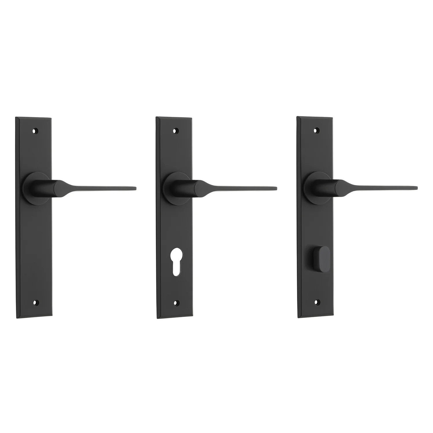 Iver Como Door Lever Handle on Chamfered Backplate Matt Black