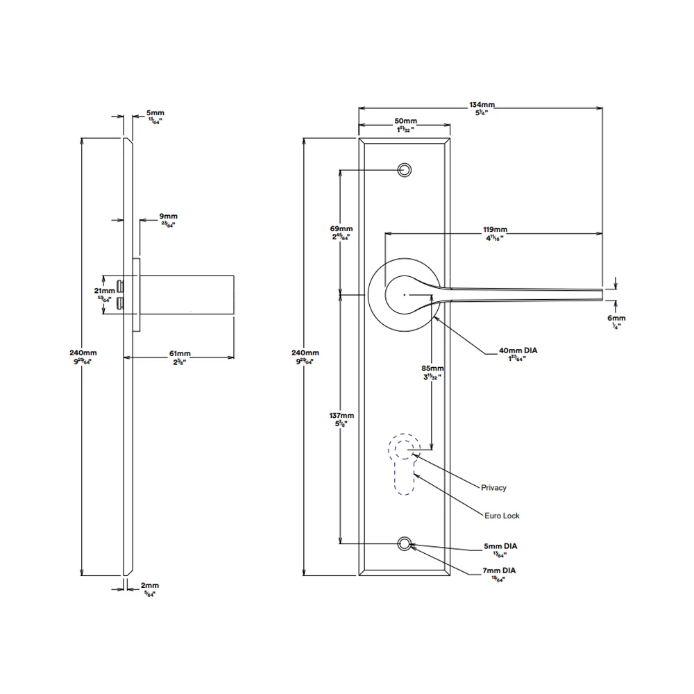 Iver Como Door Lever Handle on Chamfered Backplate Matt Black - Image 2