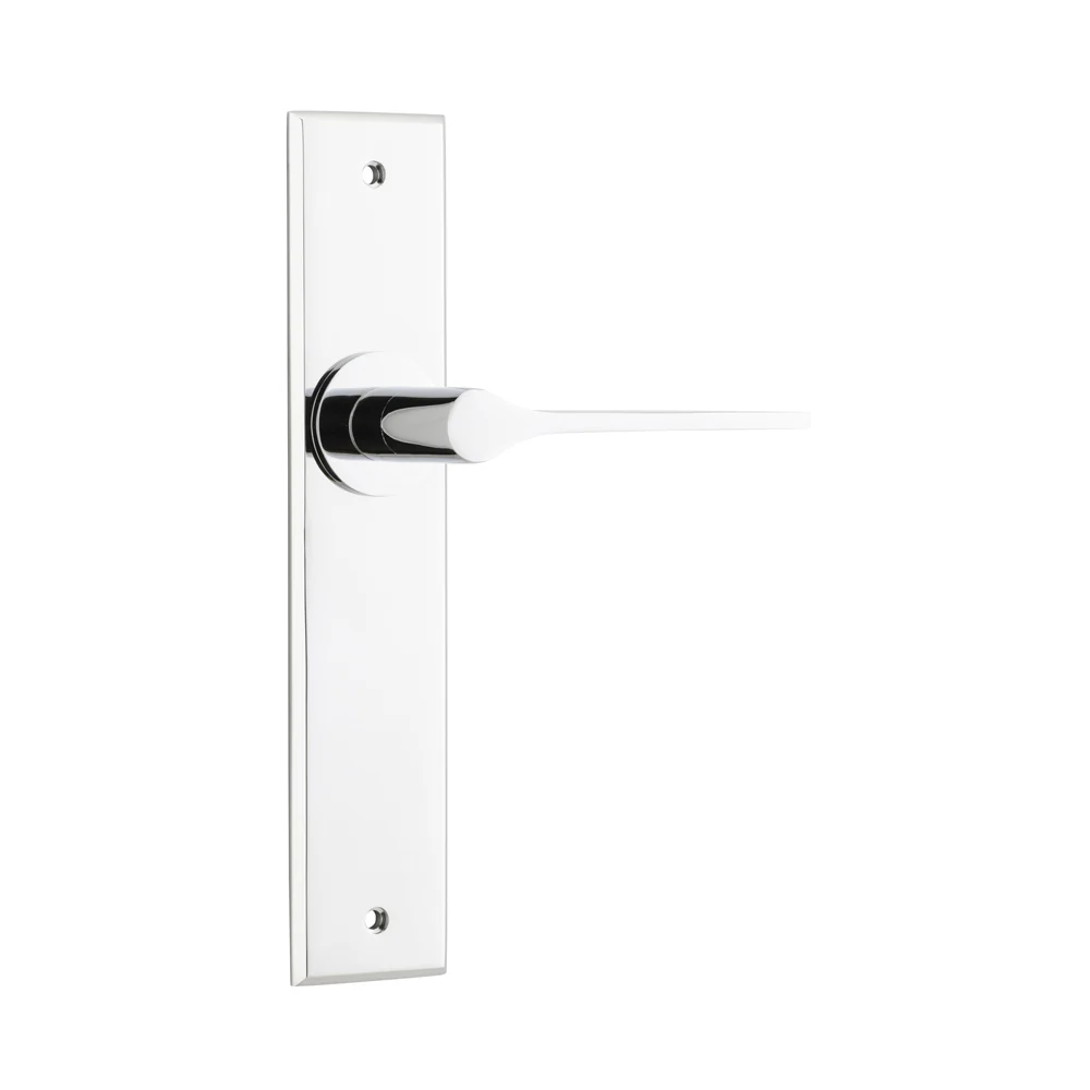 Iver Como Door Lever Handle on Chamfered Backplate Polished Chrome - Image 2