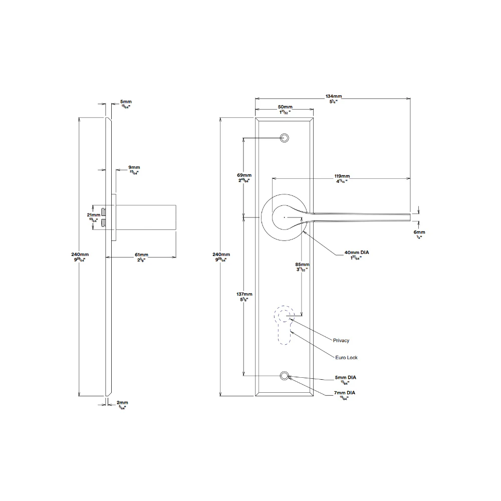 Iver Como Door Lever Handle on Chamfered Backplate Satin Nickel - Image 2
