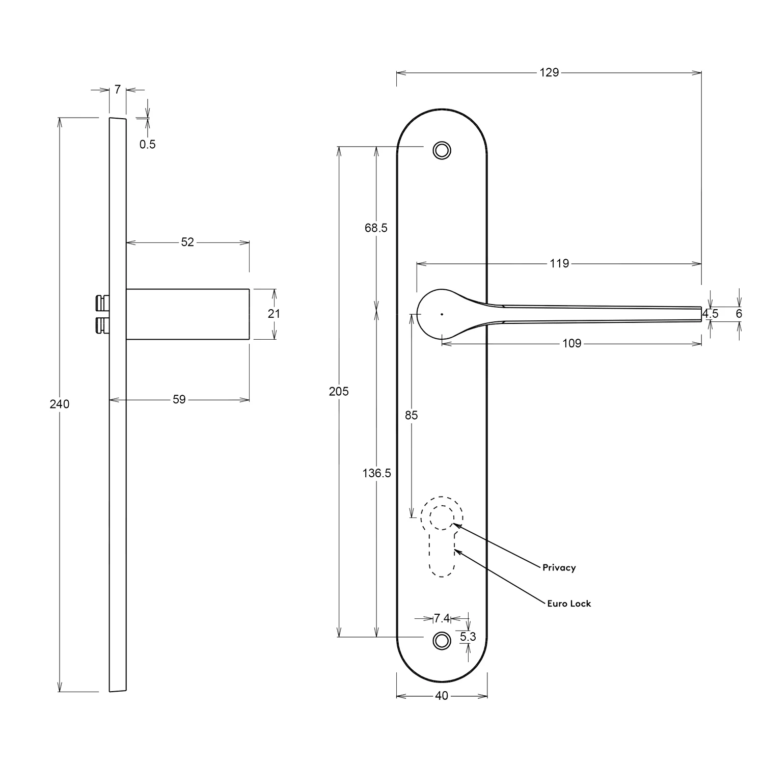 Iver Como Door Lever Handle on Oval Backplate Brushed Brass - Image 2
