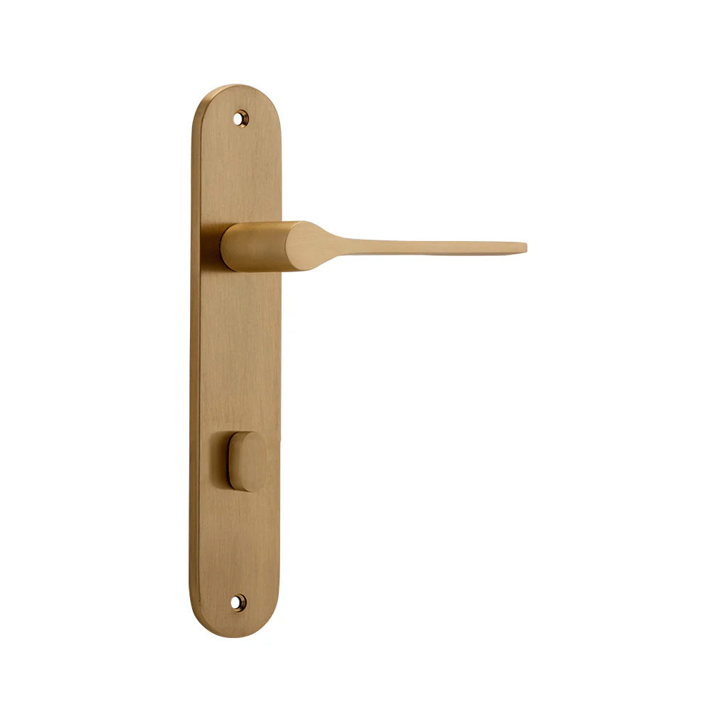 Iver Como Door Lever Handle on Oval Backplate Brushed Brass - Image 5