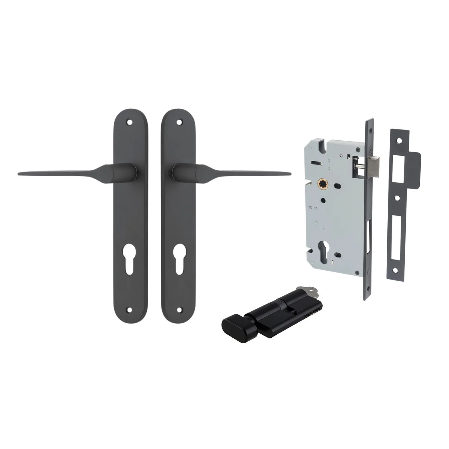 Iver Como Door Lever Handle on Oval Backplate Entrance Kit Key/Thumb - Available in Various Finishes - Image 10