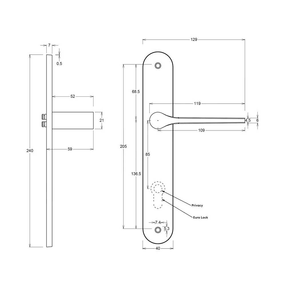 Iver Como Door Lever Handle on Oval Backplate Polished Brass - Image 2