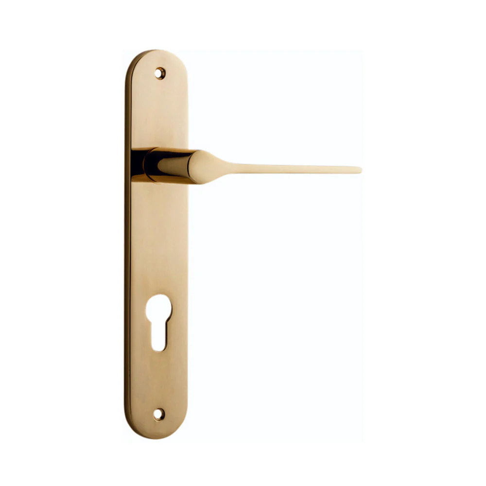 Iver Como Door Lever Handle on Oval Backplate Polished Brass - Image 4