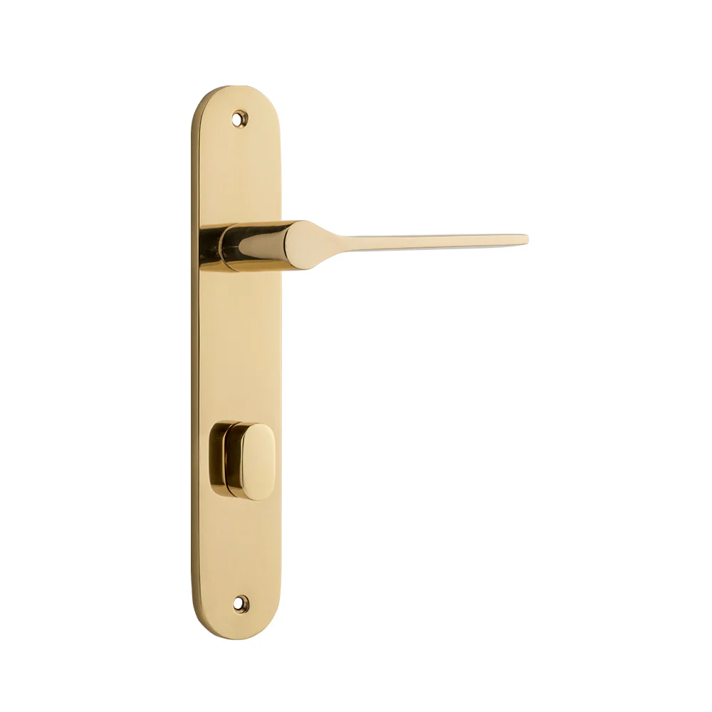 Iver Como Door Lever Handle on Oval Backplate Polished Brass - Image 5
