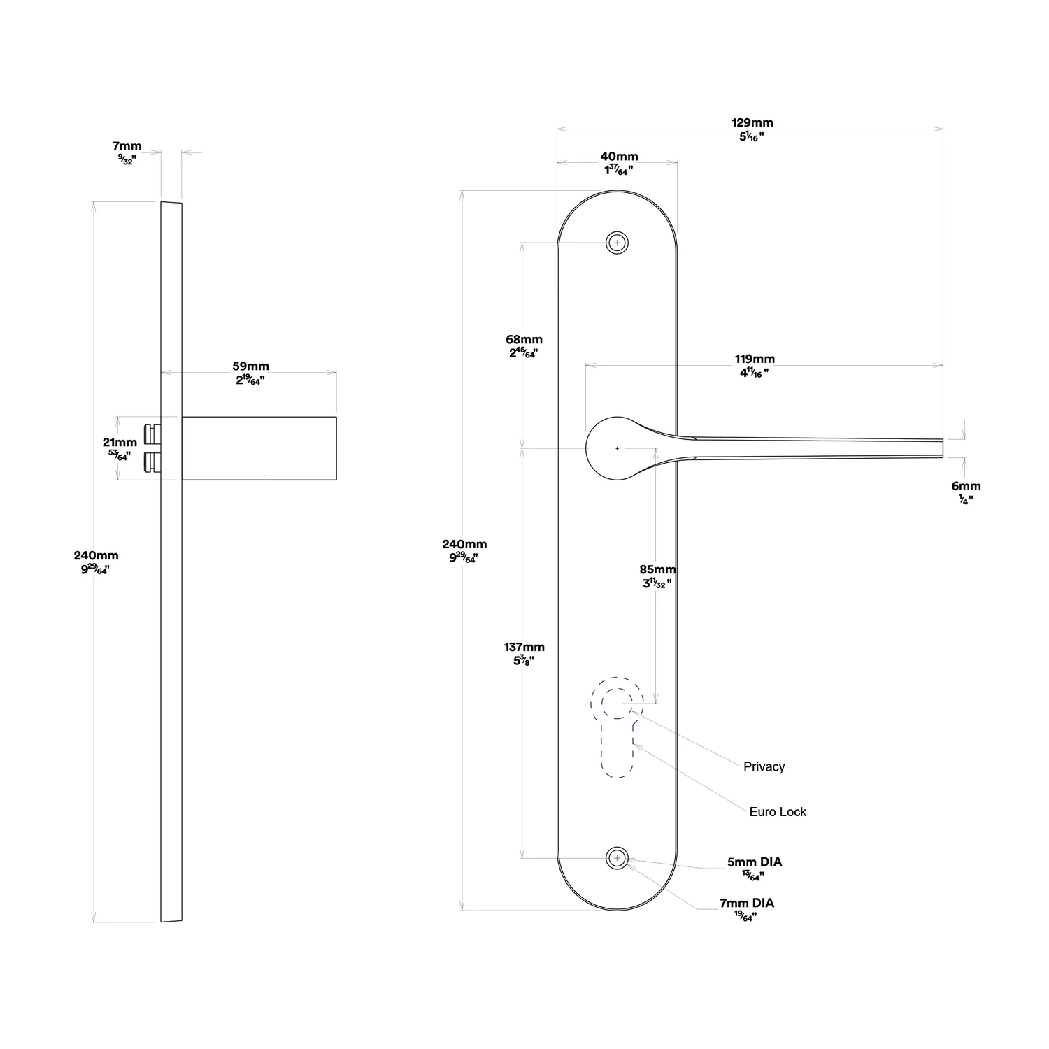 Iver Como Door Lever Handle on Oval Backplate Privacy Kit - Available in Various Finishes - Image 2