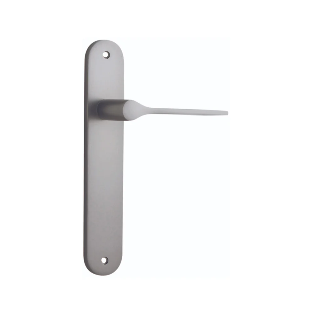 Iver Como Door Lever Handle on Oval Backplate Satin Nickel - Image 3