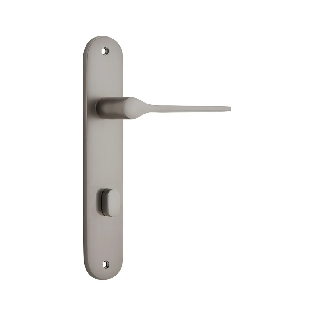 Iver Como Door Lever Handle on Oval Backplate Satin Nickel - Image 5