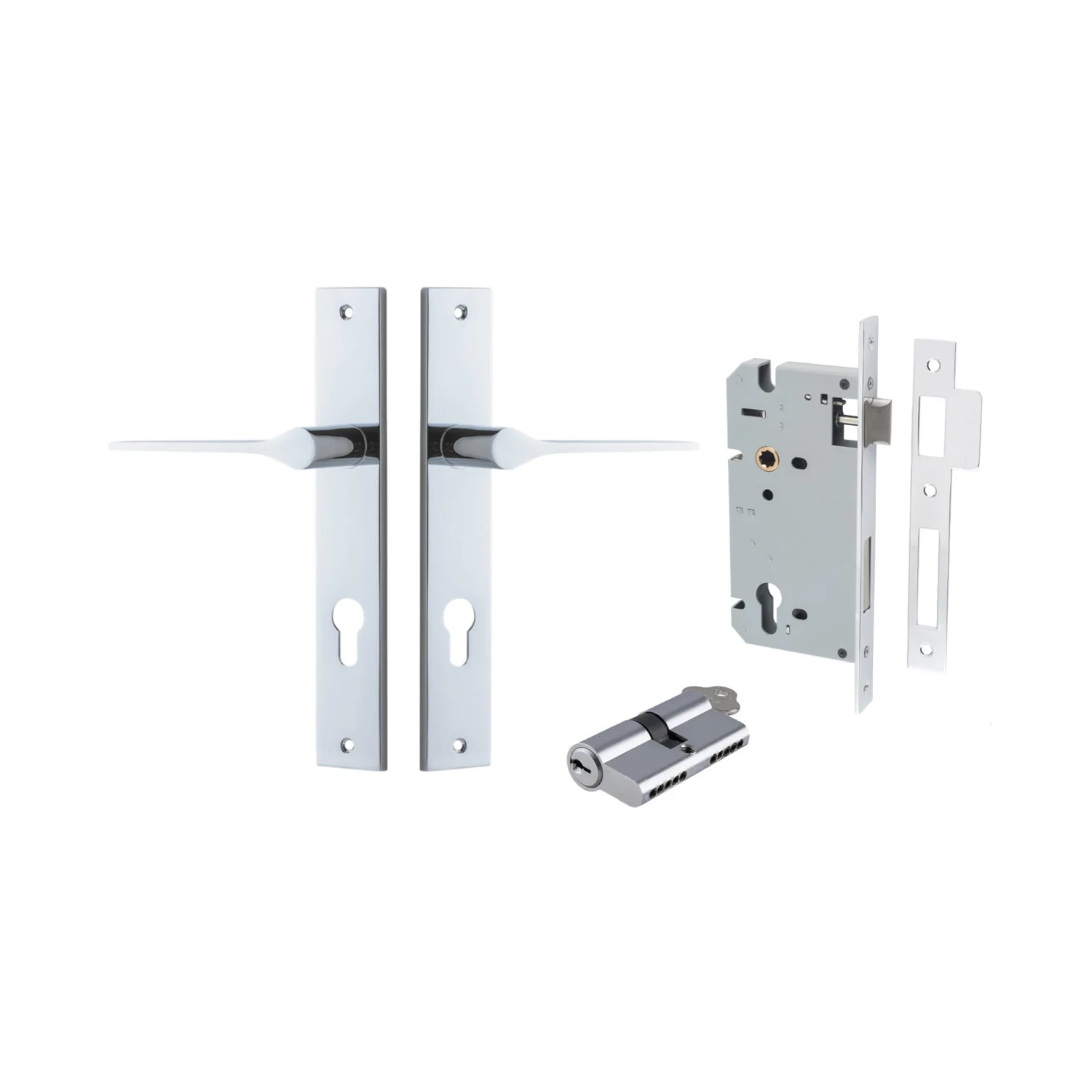 Iver Como Door Lever Handle on Rectangular Backplate Entrance Kit Key/Key - Image 8