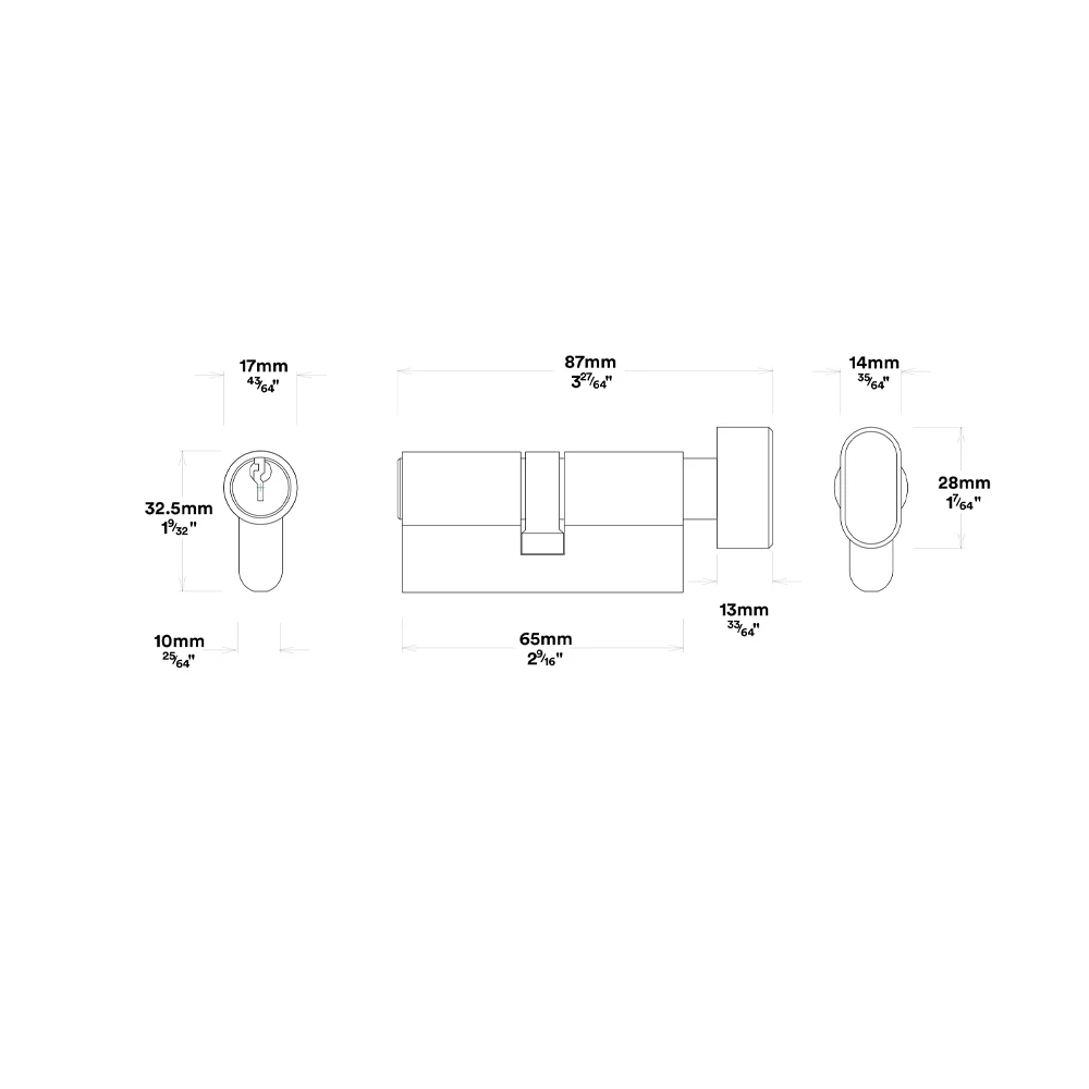 Iver Como Door Lever Handle on Rectangular Backplate Entrance Kit Key/Thumb - Image 4