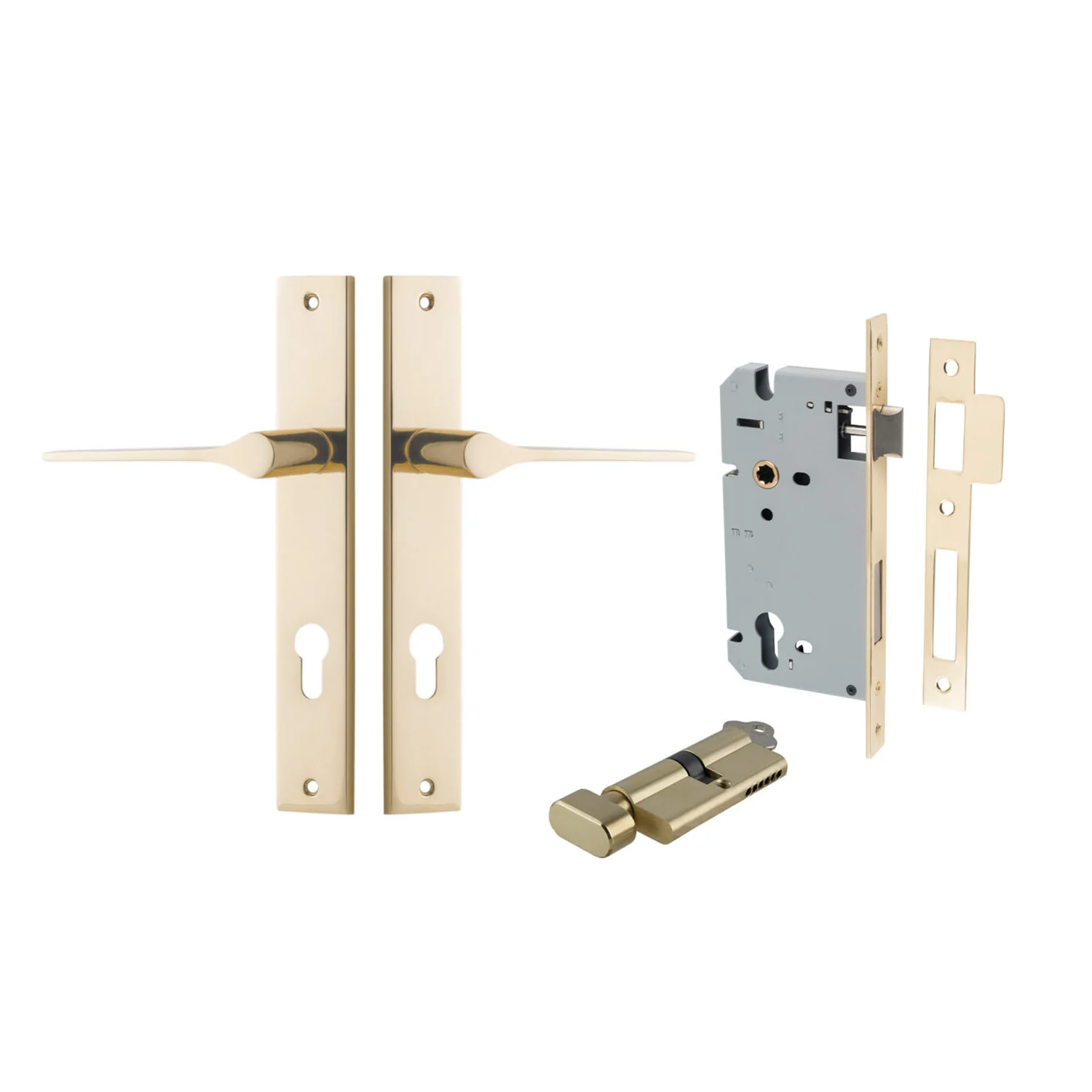Iver Como Door Lever Handle on Rectangular Backplate Entrance Kit Key/Thumb - Image 6
